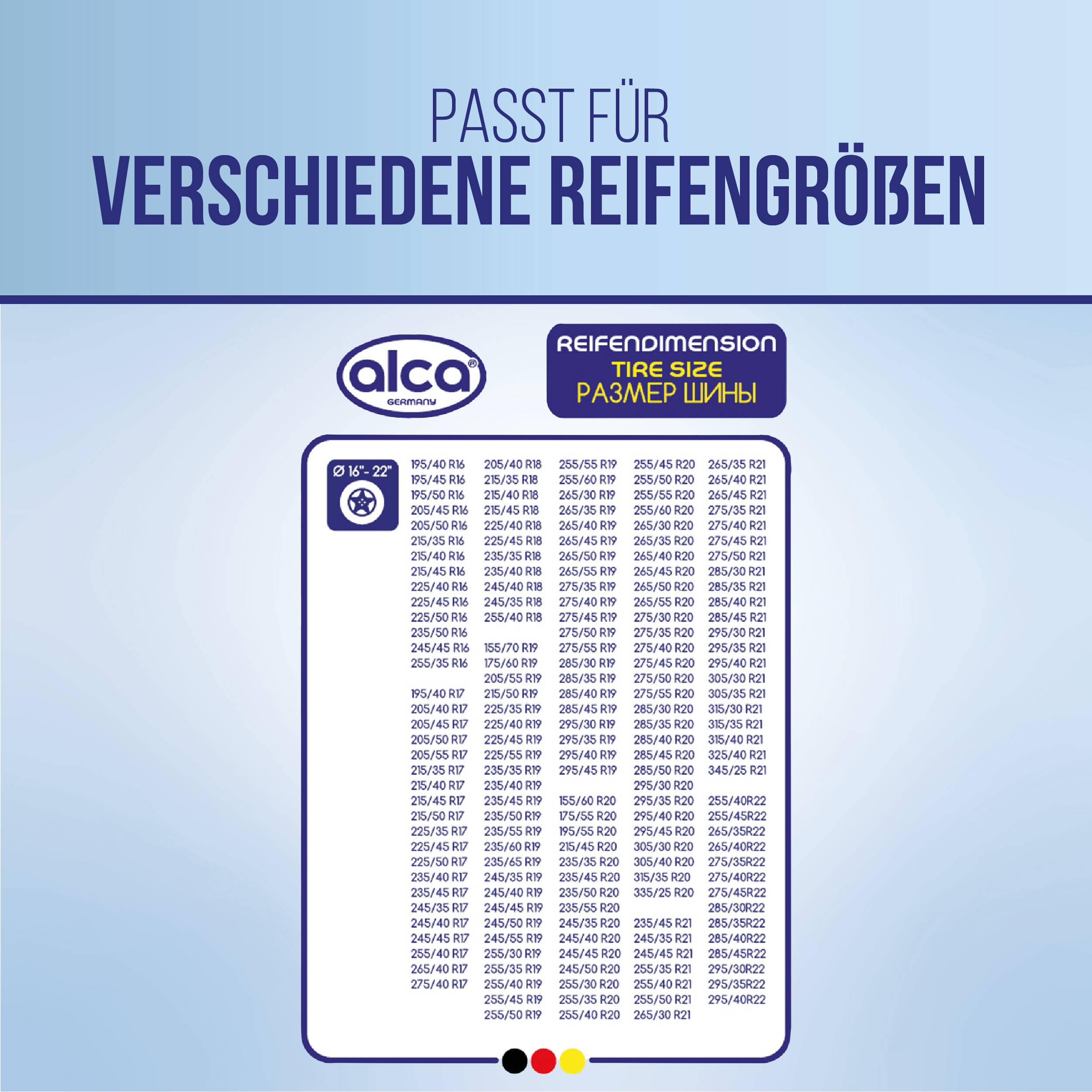 alca® Auto Reifentaschen-Set mit Tragegriff und Reifenmarkierung 4-teilig, 16" - 22" für SUV