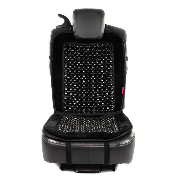 HEYNER® Holzkugel Sitzauflage schwarz – Auto Sitzbezug mit Massageeffekt, belüftet, universell für Fahrer & Beifahrer