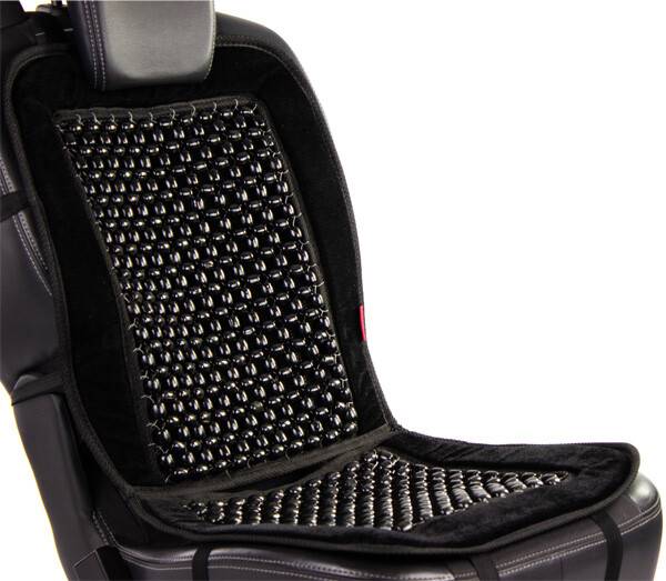 HEYNER® Holzkugel Sitzauflage schwarz – Auto Sitzbezug mit Massageeffekt, belüftet, universell für Fahrer & Beifahrer