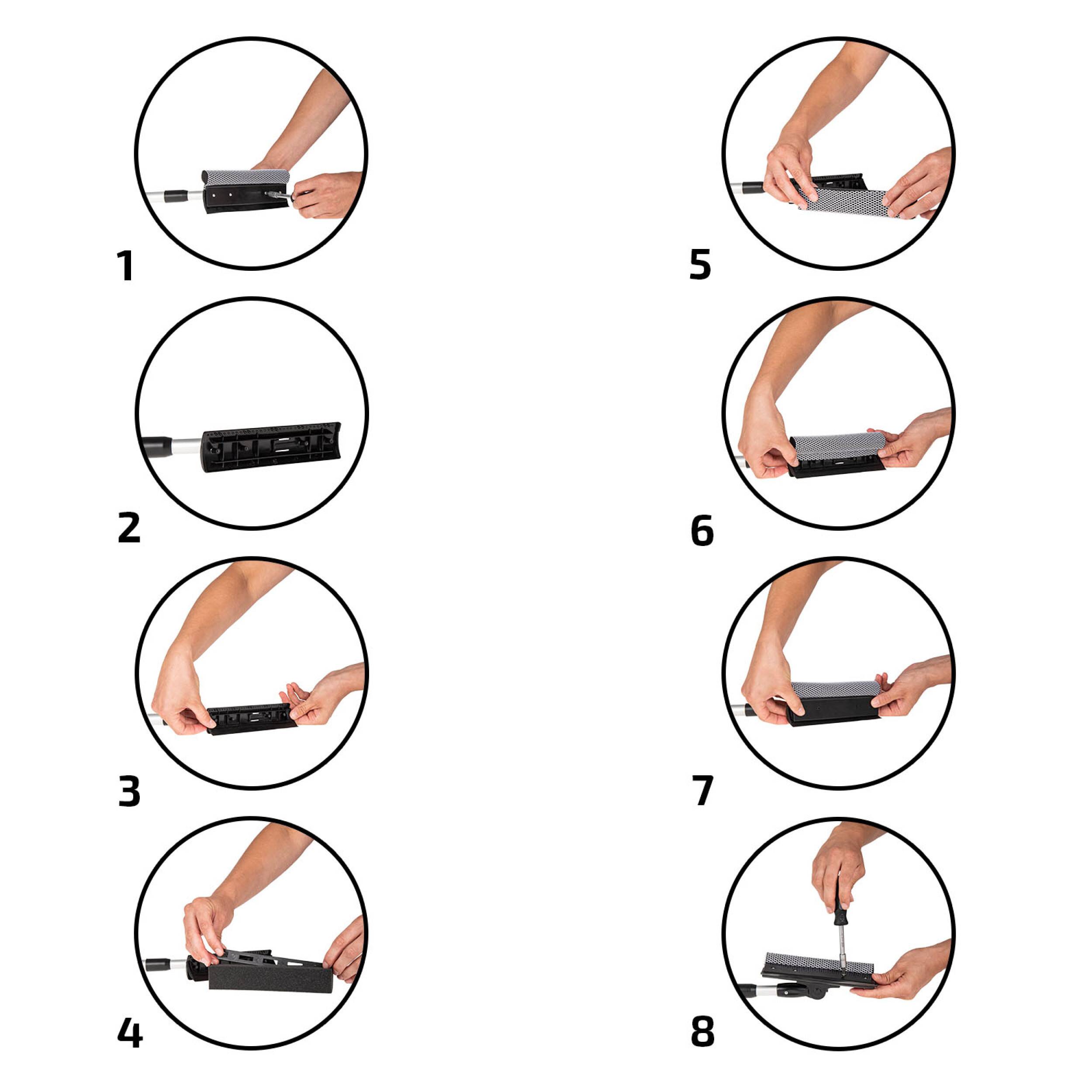 HEYNER® Ersatzkit 26 cm Breite für HEYNER® Premium Scheibenreiniger Alu S L XL Ersatz Set Gummilippe + Schaumstoff +