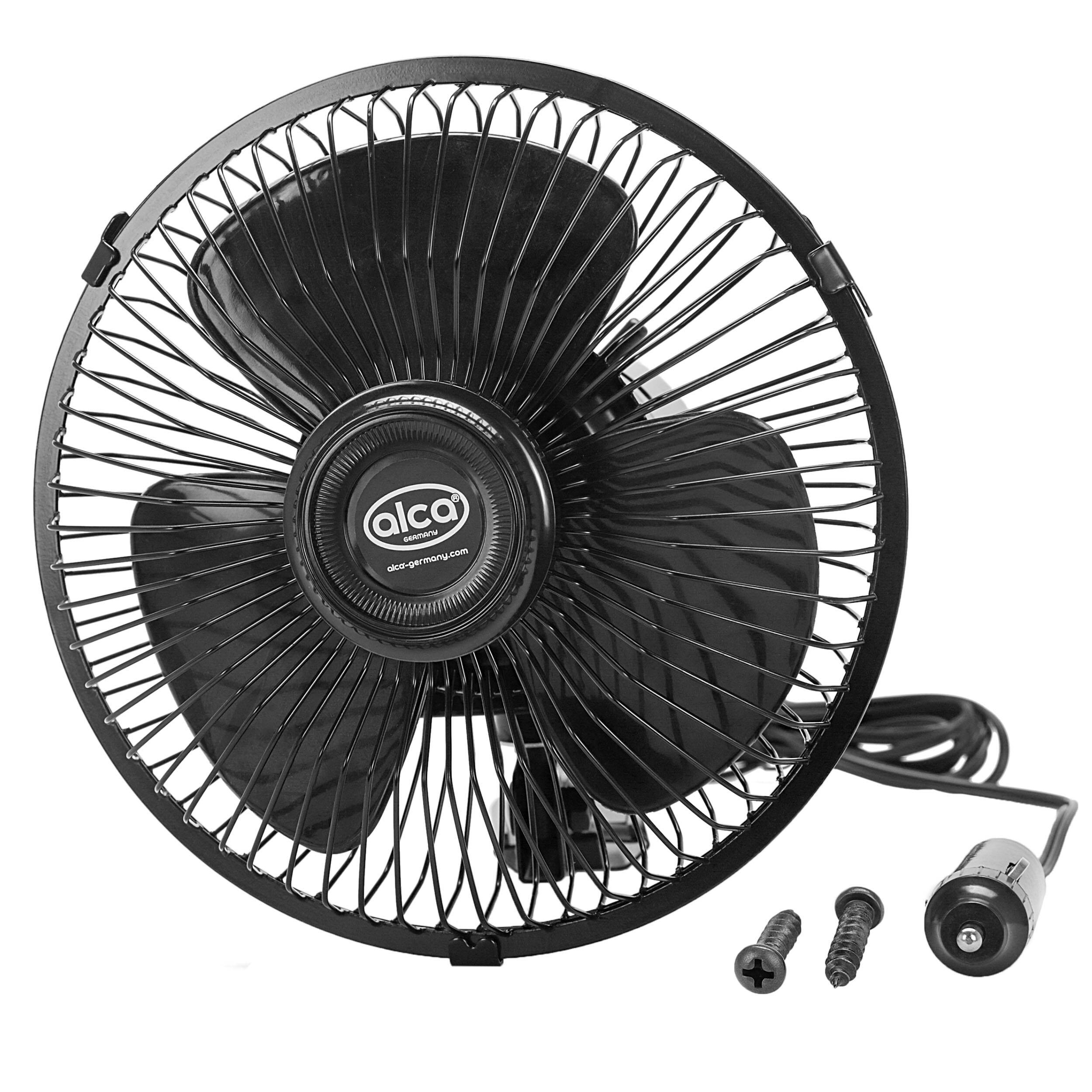 alca® 24 V Fahrzeugventilator mit Rotation & Schwenkarm – für Zigarettenanzünder, Metallkäfig, Schraubbefestigung, Truck