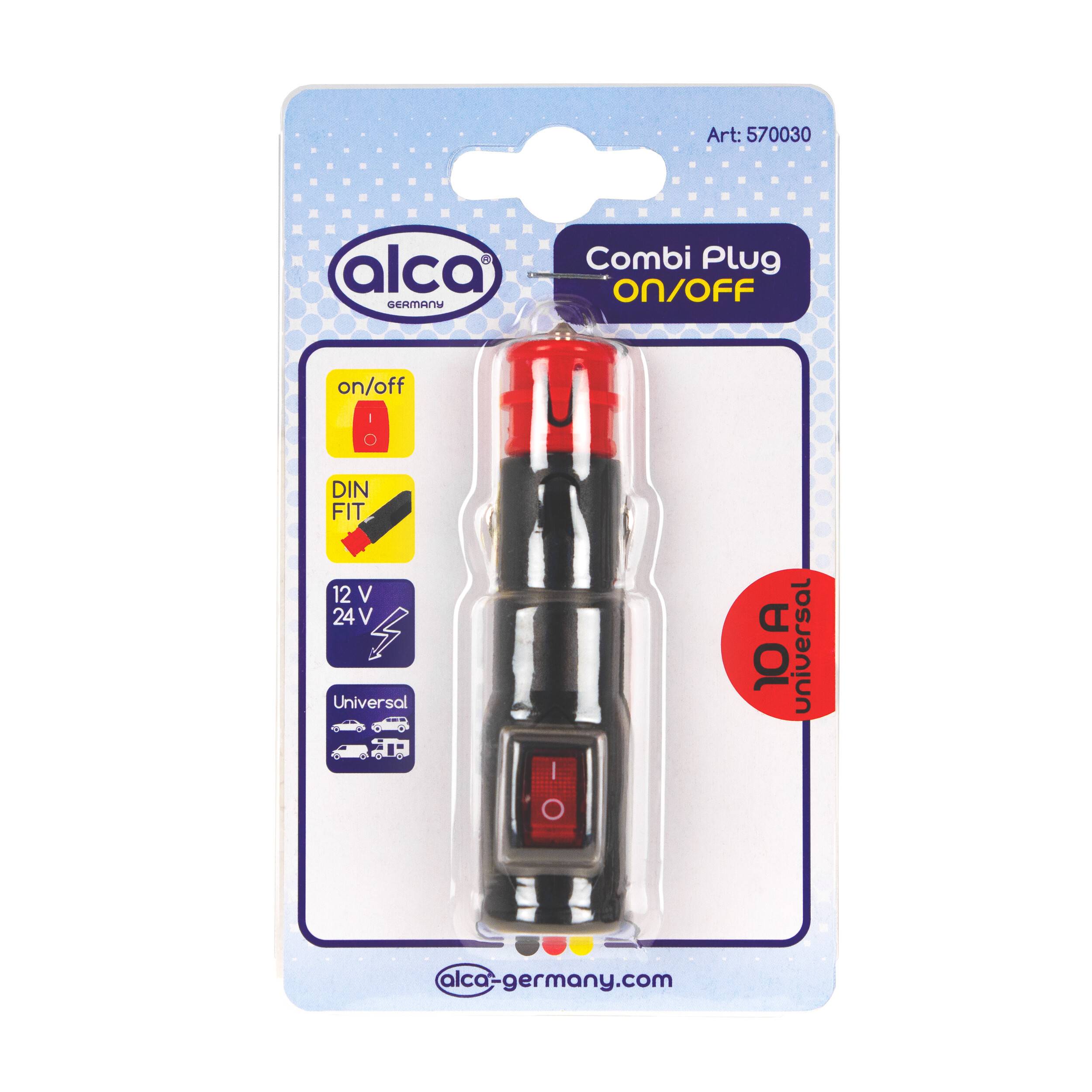 alca® Universalstecker mit Schalter für 12 V und 24 V Kfz Bordsteckdose