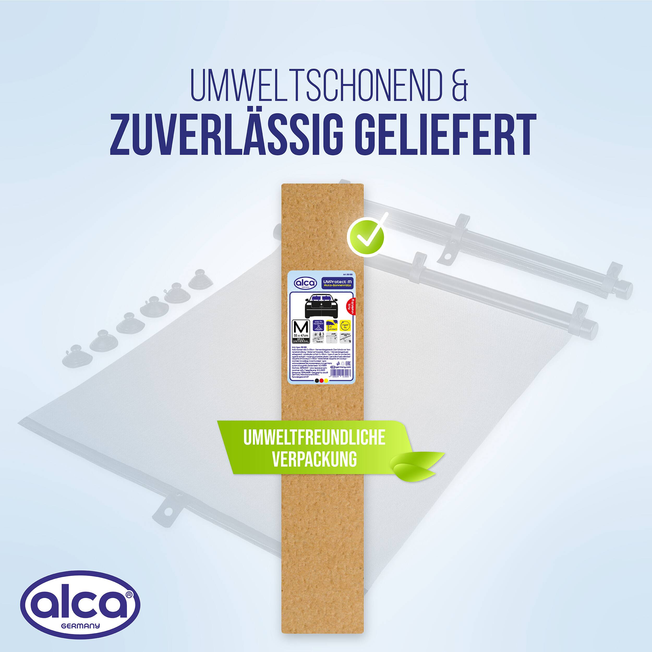 Umweltfreundliche Produktverpackung mit der Aufschrift 