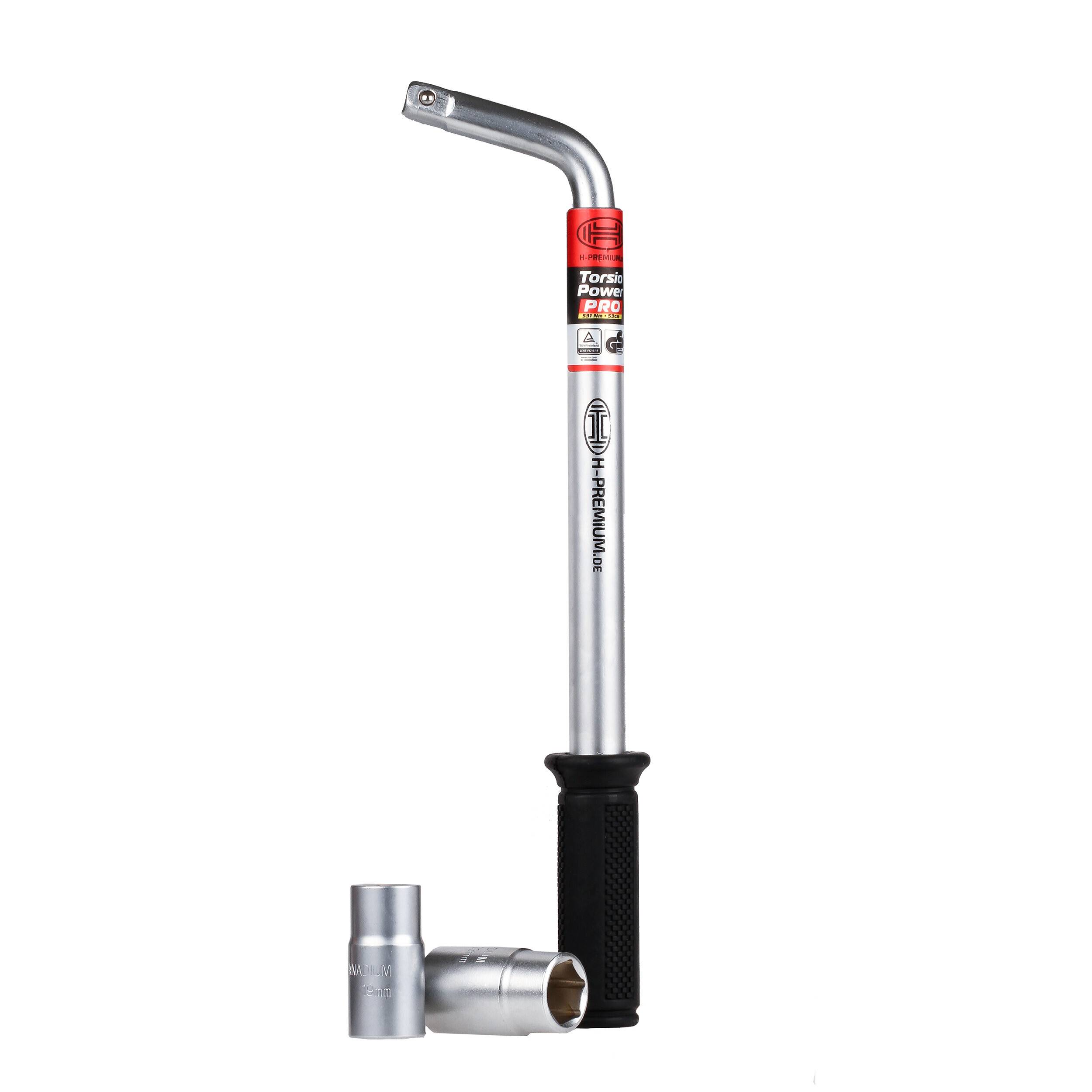 HEYNER® Radmutterschlüssel Auto 2 Universaleinsätze 17/19 mm 21/23 mm Teleskop Reifenschlüssel rutschfester