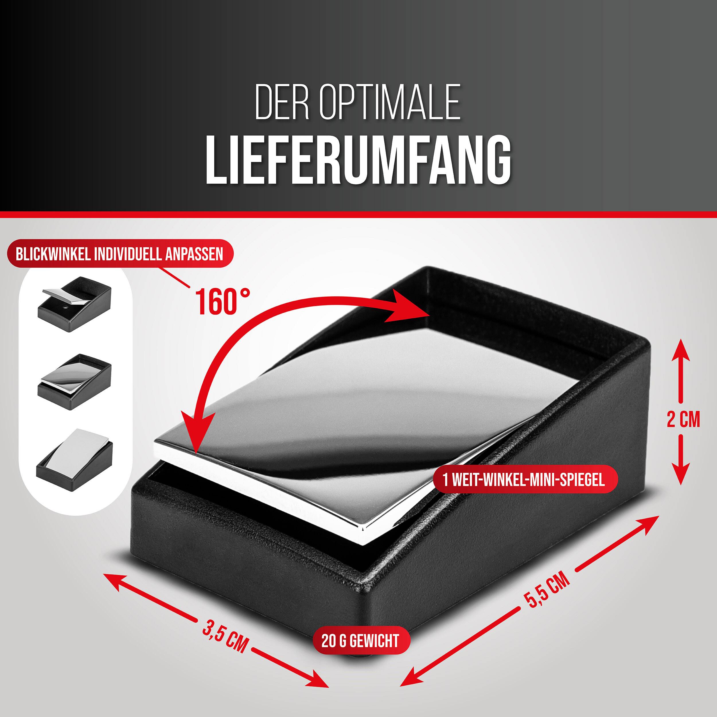 HEYNER® Weitwinkel-Mini-Spiegel Auto Toter Winkel Spiegel Rückspiegel eckig verstellbar konvex Auto Lkw SUV Transporter