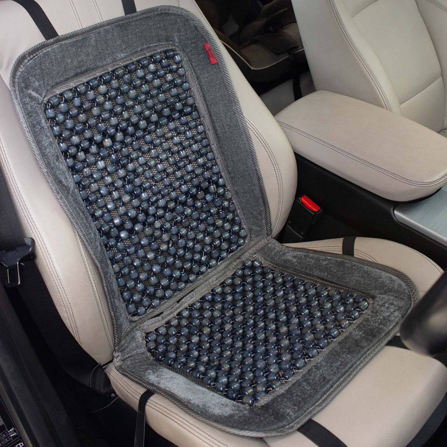 HEYNER® Sitzauflage Holzkugel grau, für Fahrer und Beifahrer belüfteter Auto-Sitzbezug mit Massageeffekt
