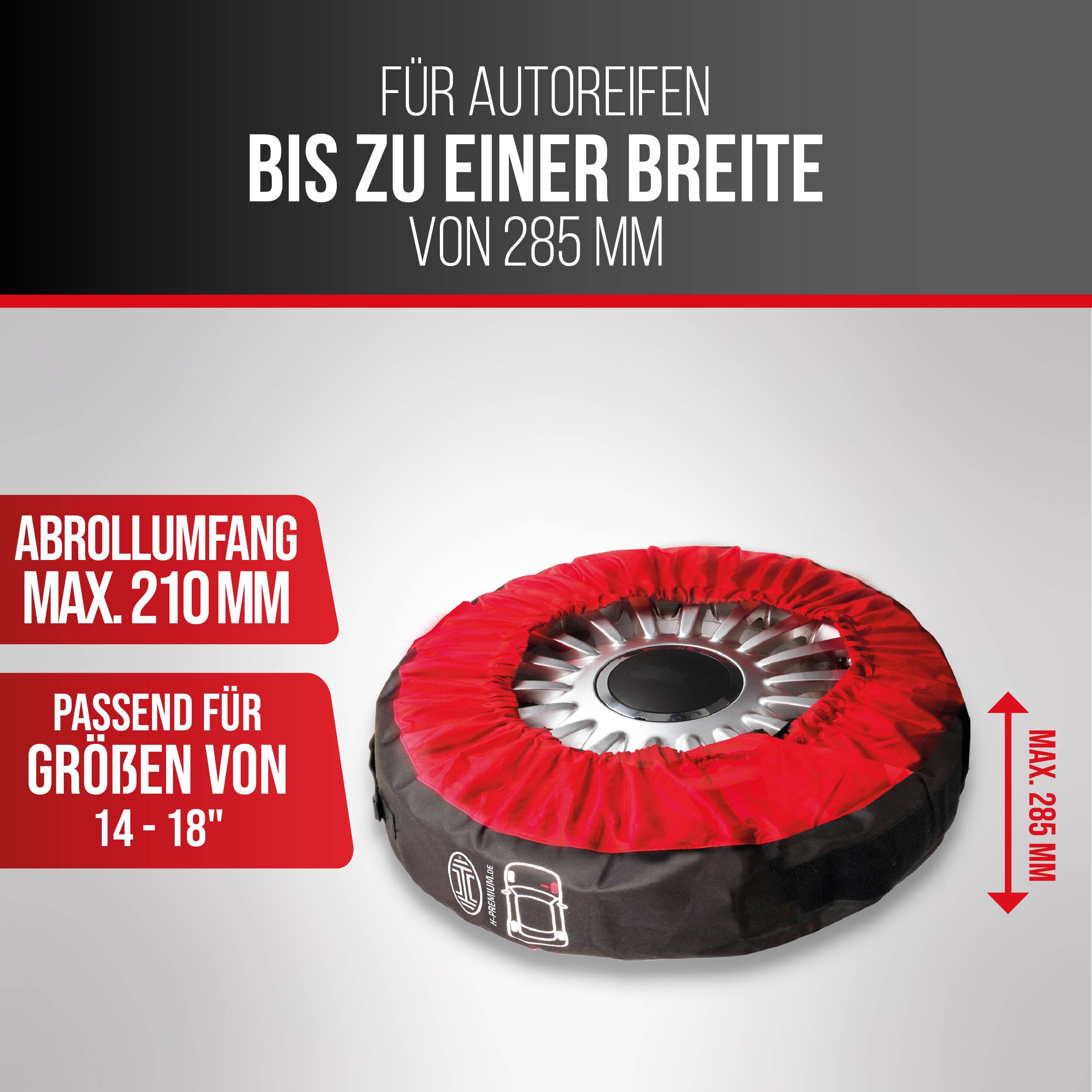 HEYNER® Reifentaschen Set Reifenschutzhülle 4er Set wasserabweisend waschbar inkl. Tasche 14-18 Zoll