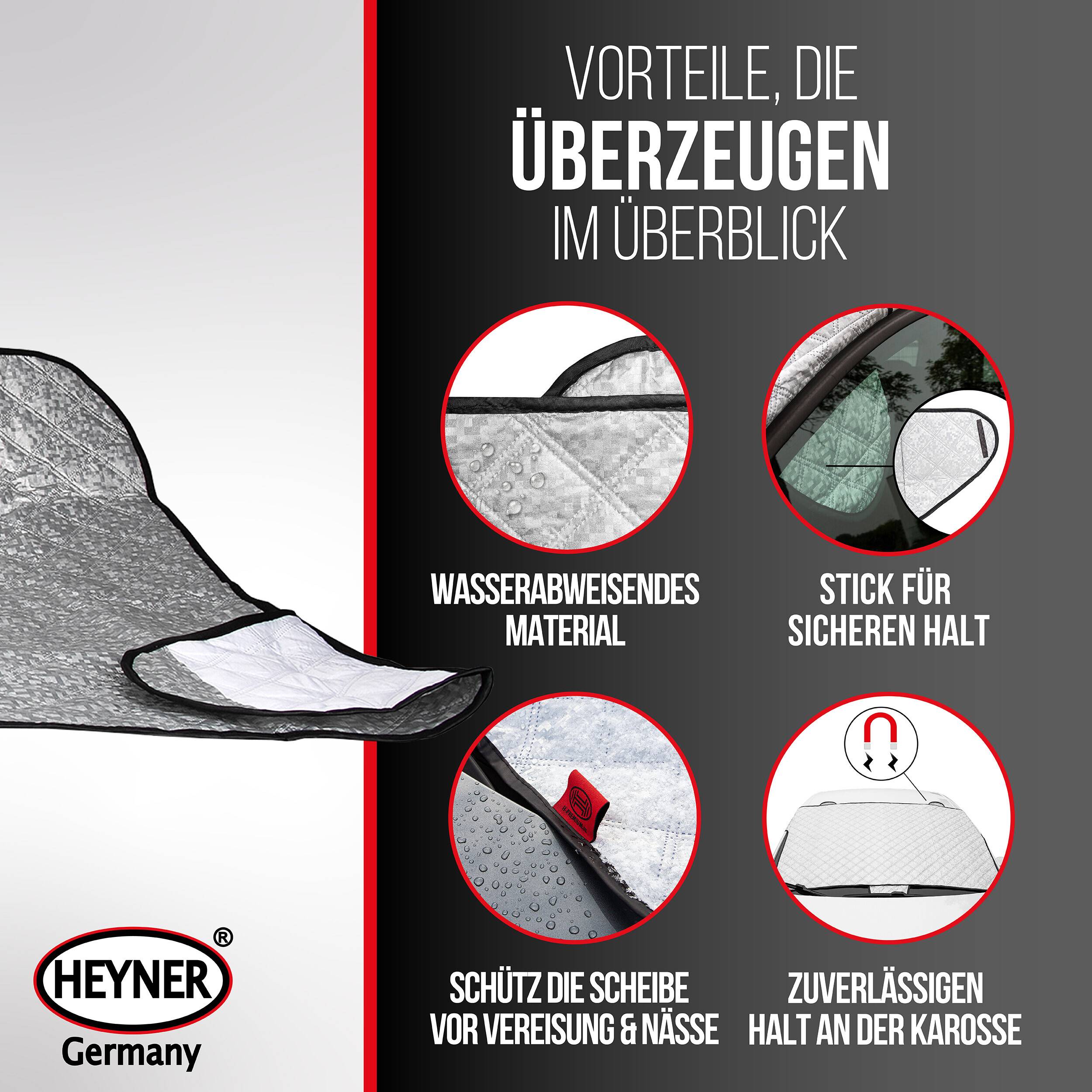 HEYNER® Windschutzscheibenabdeckung 190x95 cm magnetisch wasserbeständig Scheibenabdeckung Frontscheibenabdeckung Winter
