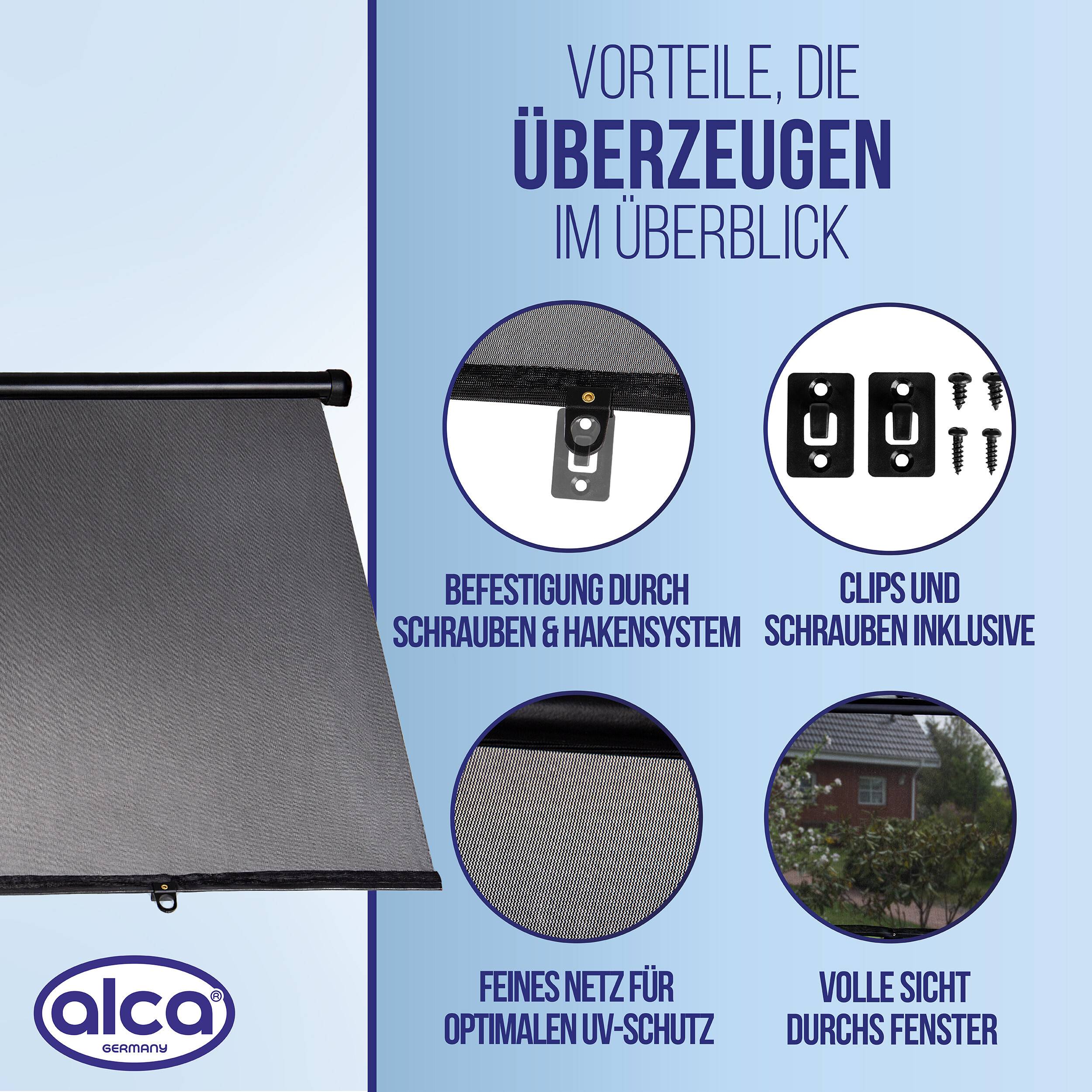 alca® Auto-Sonnenrollo 98 x 55cm 90 cm zum Anschrauben für Autofenster UV