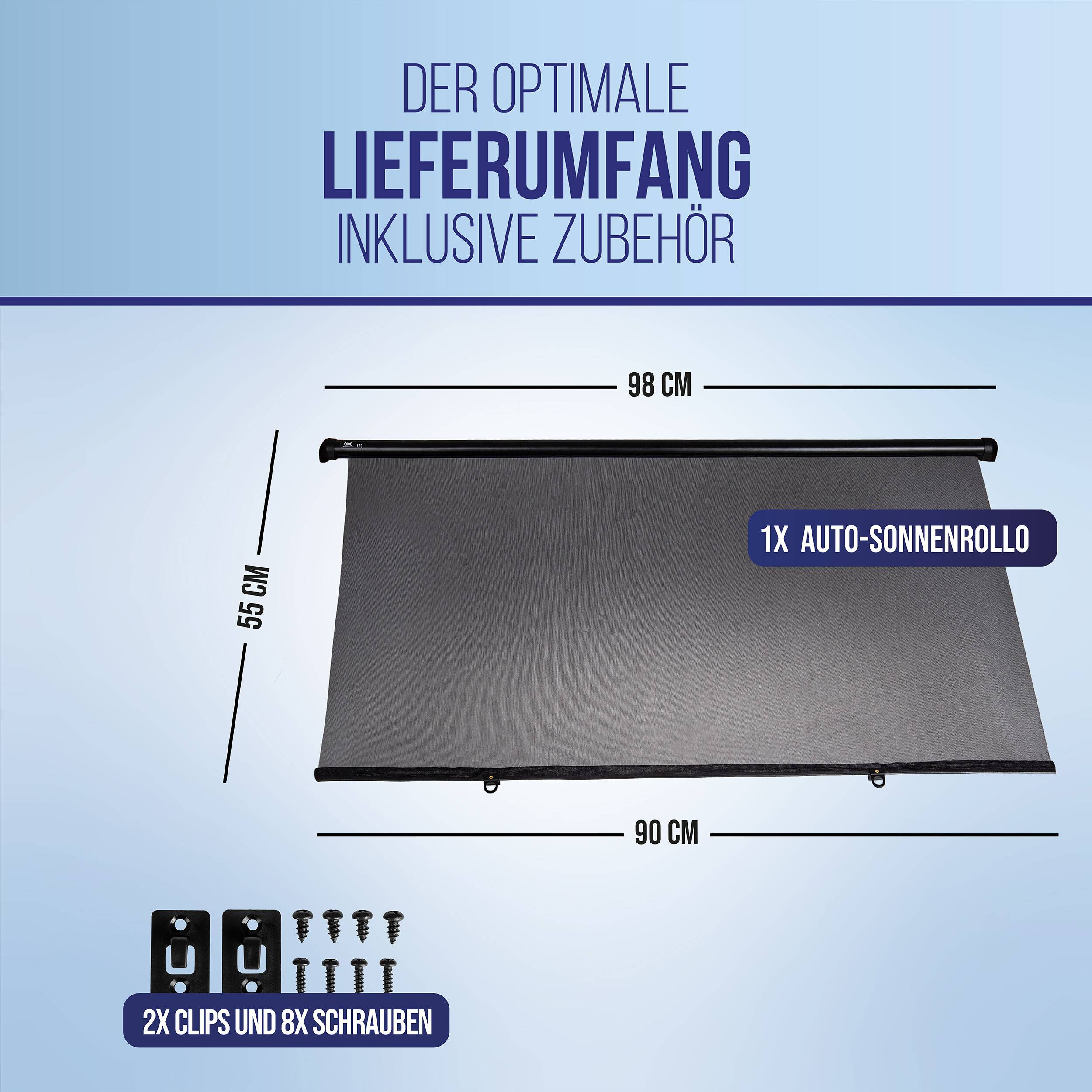 alca® Auto-Sonnenrollo 98 x 55cm 90 cm zum Anschrauben für Autofenster UV