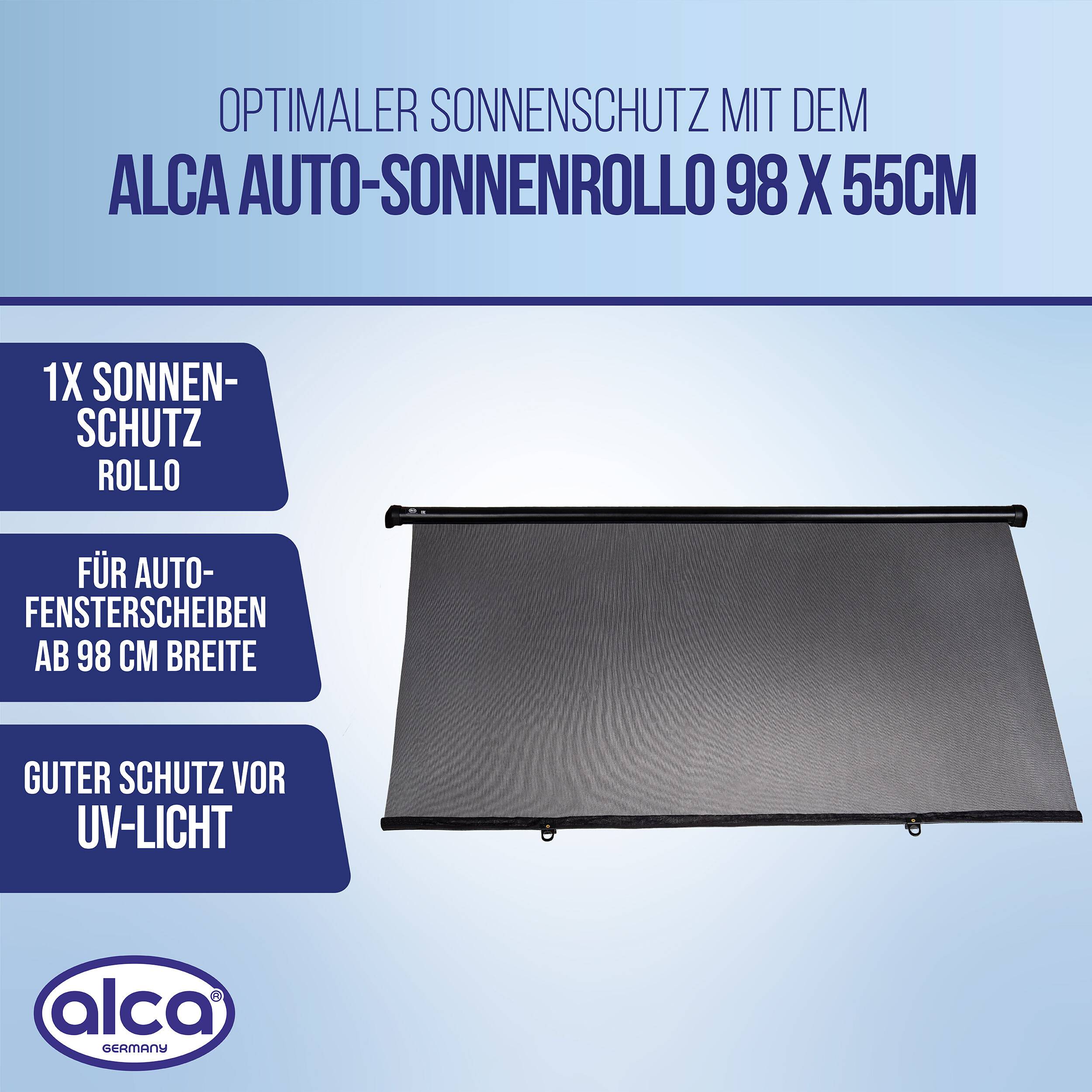 alca® Auto-Sonnenrollo 98 x 55cm 90 cm zum Anschrauben für Autofenster UV