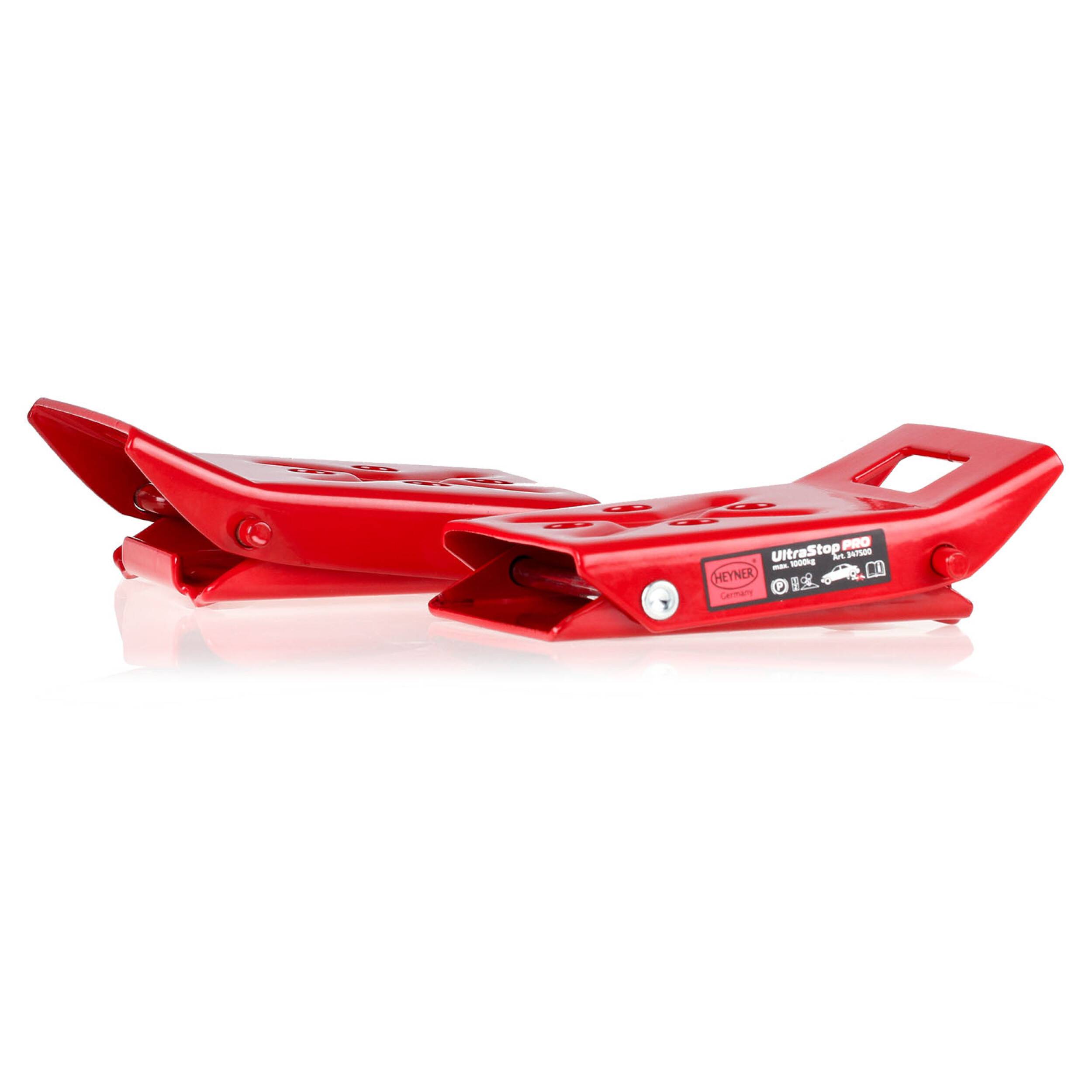 HEYNER® Unterlegkeile Auffahrkeile Metallkeil klappbare Keile 1000kg Achslast je Keil, 2 Stück