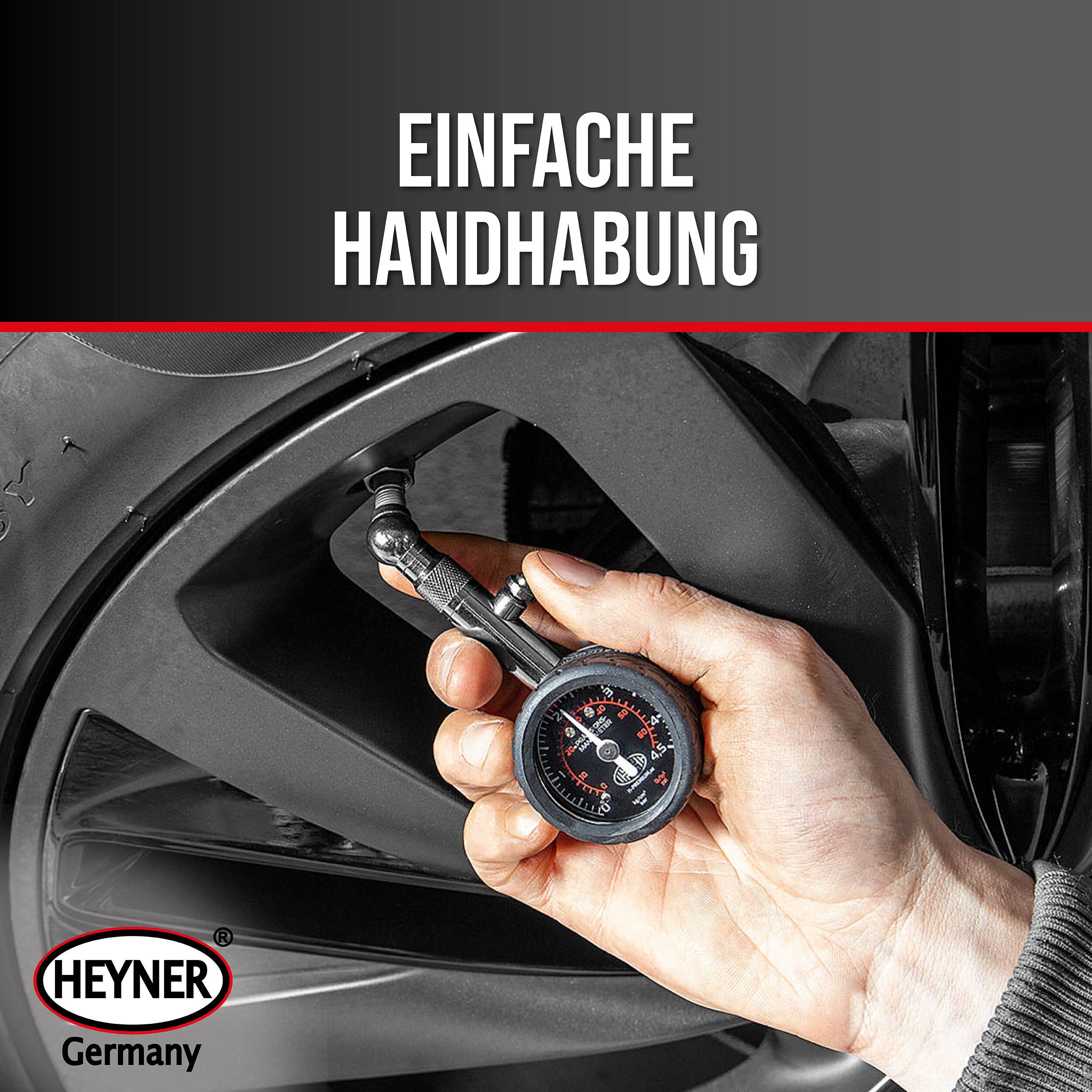 HEYNER® Reifendruckprüfer 4,5 bar, Manometer für Auto, Fahrrad & Motorrad mit Haltefunktion