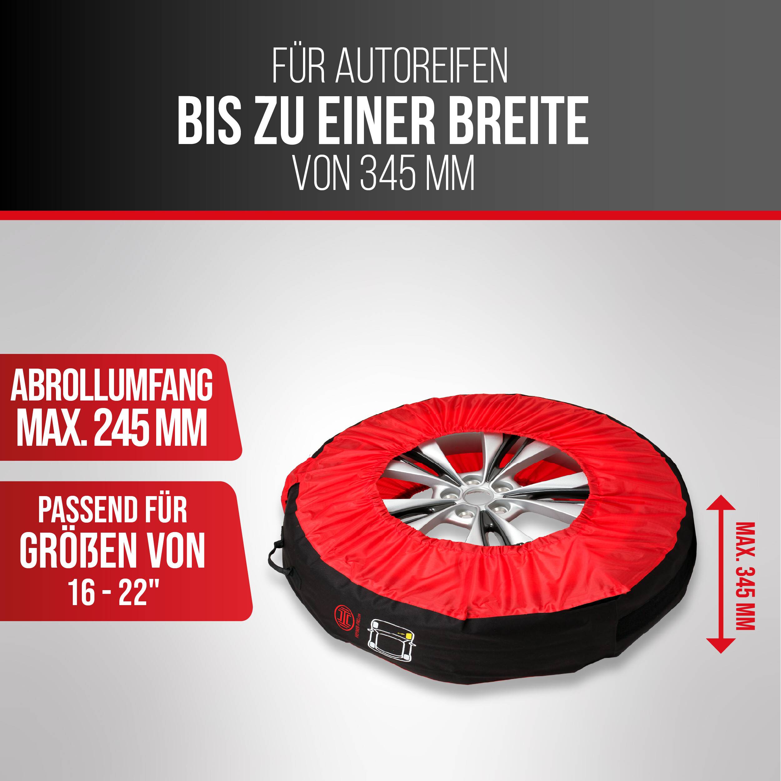HEYNER® Reifentaschen Set 16-22 Zoll SUV, Reifenschutzhülle, Reifentüten, Reifenschoner, 4er Set