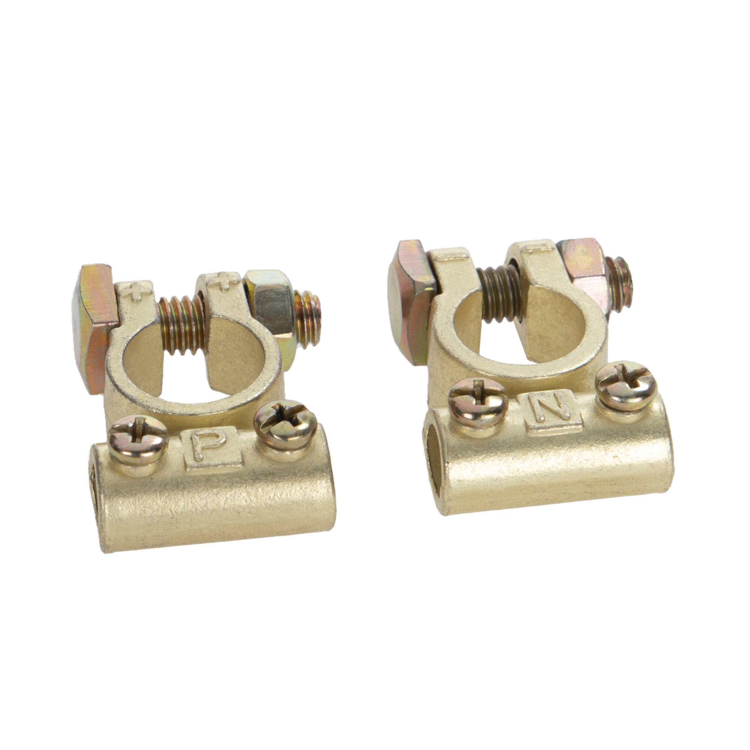 alca® Batterie-Polklemmen Set 2 St. mit Kabelführung 12 Volt Autobatterie Klemme Batteriepoladapter Anschlussklemme