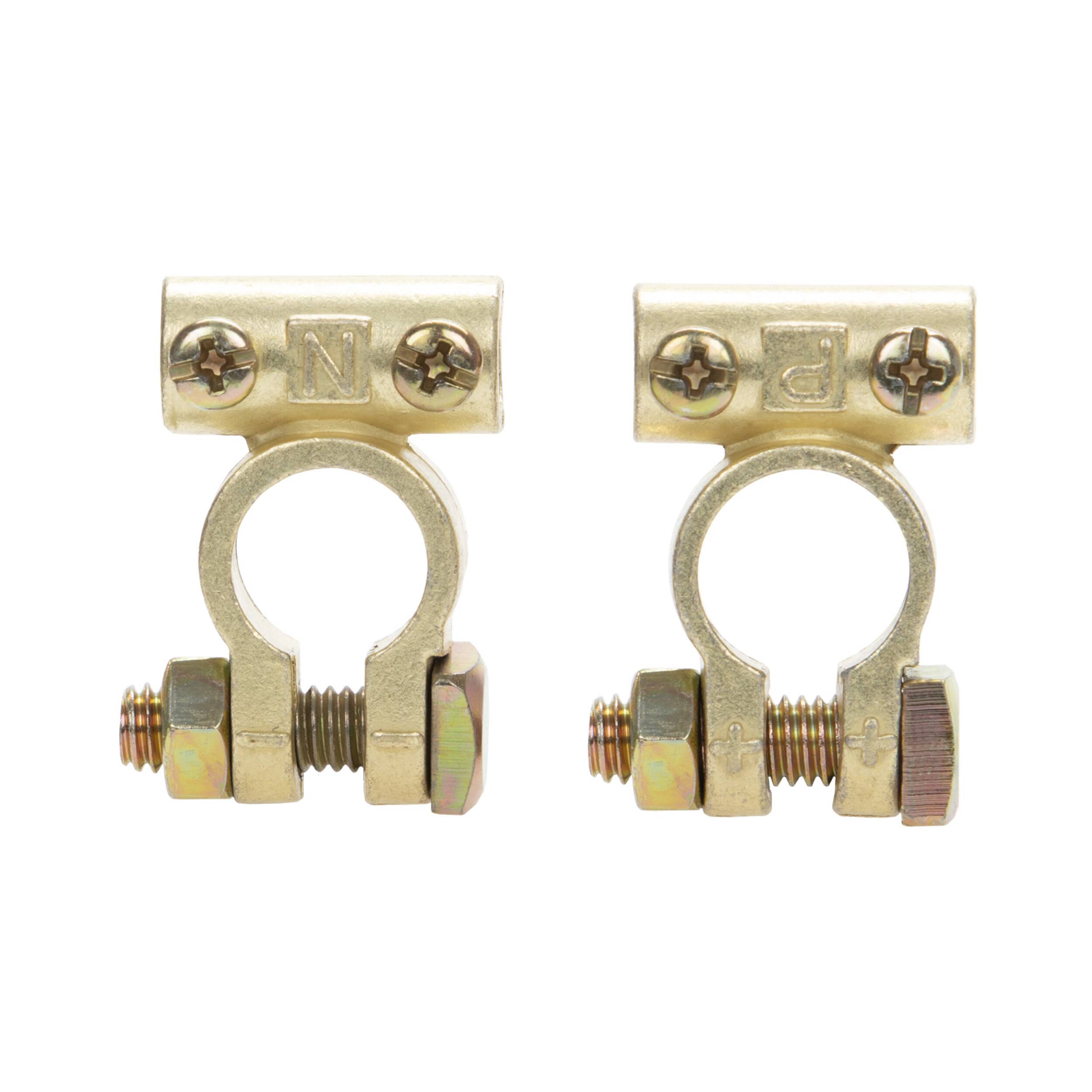 alca® Batterie-Polklemmen Set 2 St. mit Kabelführung 12 Volt Autobatterie Klemme Batteriepoladapter Anschlussklemme