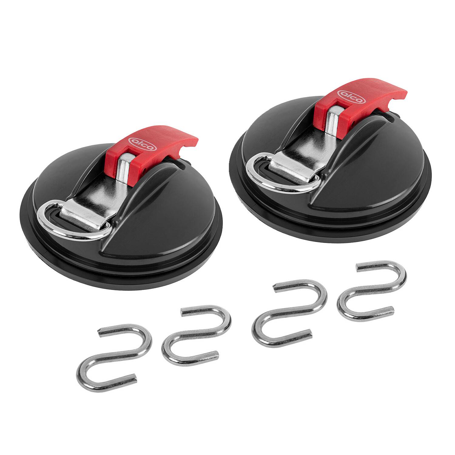 alca® Saugnapfbefestigungen, 10 kg Tragkraft im 2er Set mit Doppel S-Haken extra starke Befestigung Zubehör für Auto
