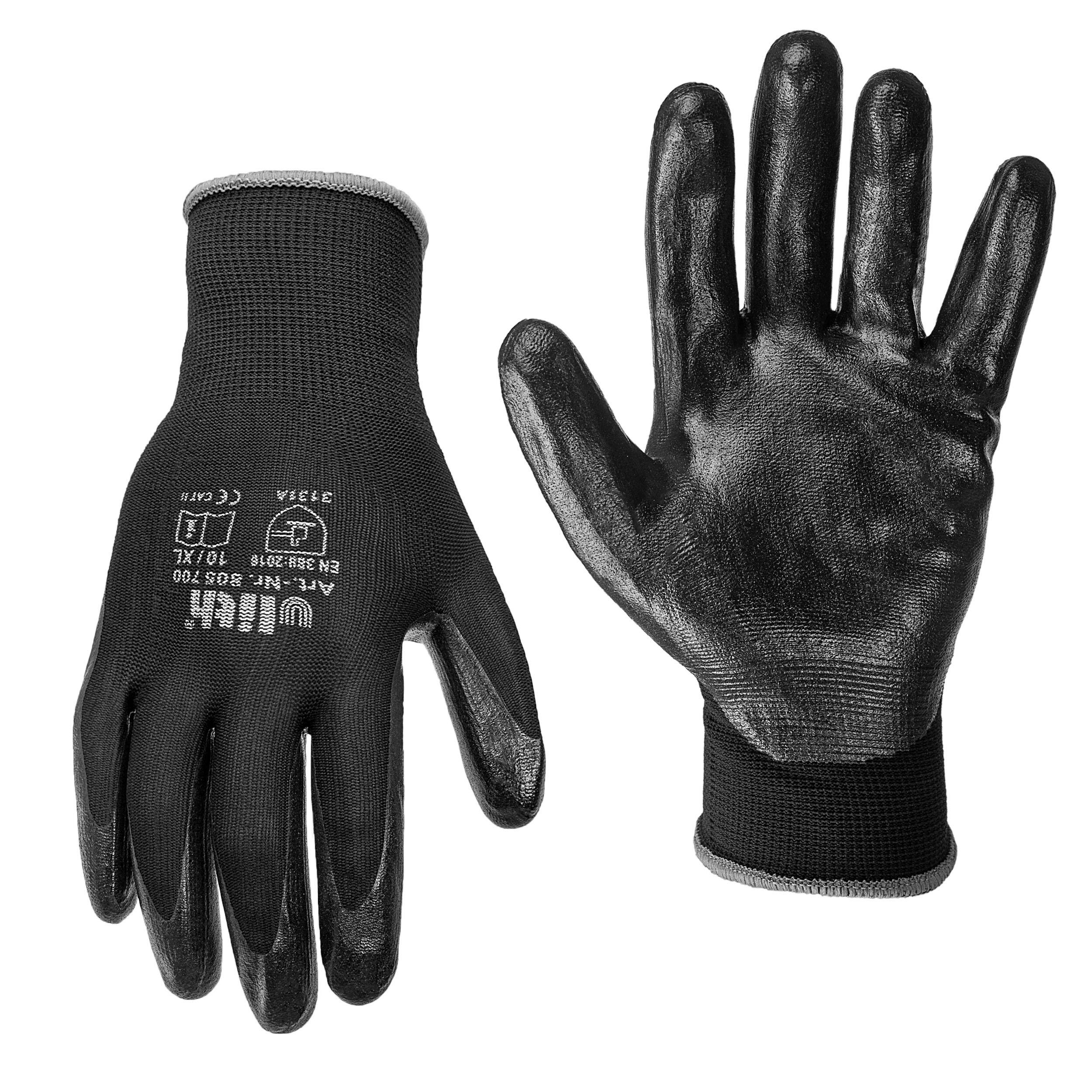 alca® Arbeitshandschuhe Nitril schwarz Gr. XL (10) rutschfest Nitril-Beschichtung Schutzhandschuhe für Mechanik und