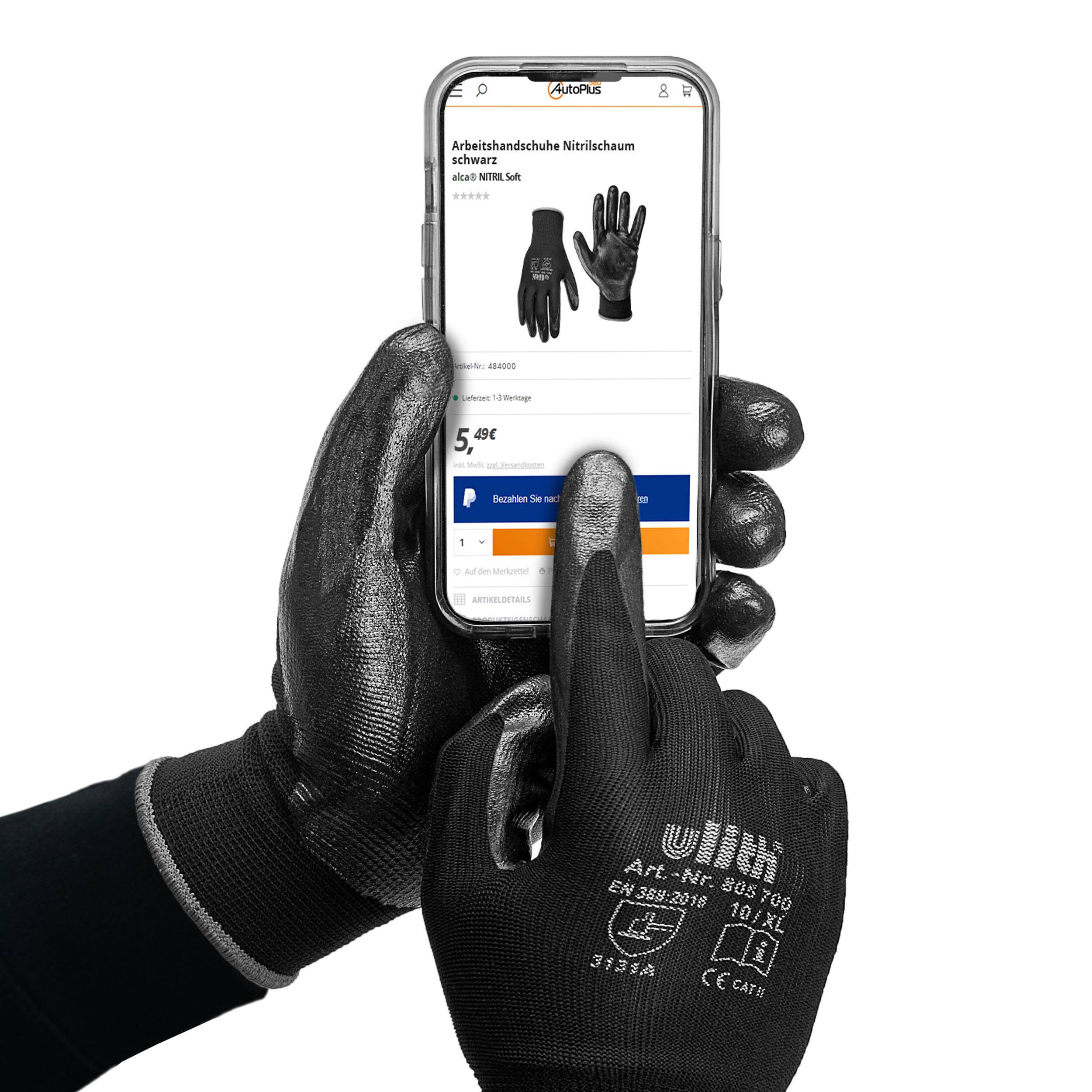 alca® Arbeitshandschuhe Nitril schwarz Gr. XL (10) rutschfest Nitril-Beschichtung Schutzhandschuhe für Mechanik und