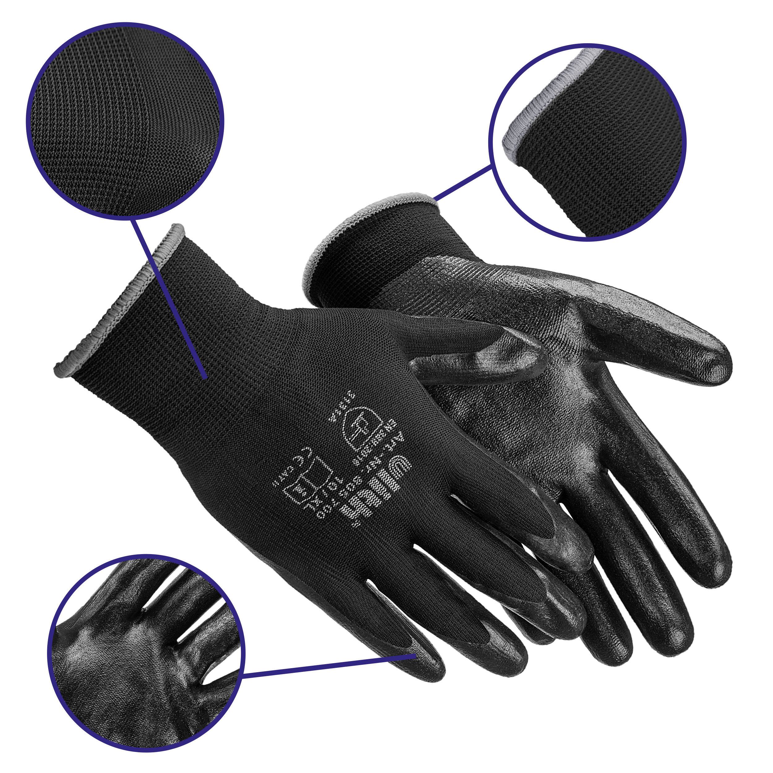 alca® Arbeitshandschuhe Nitril schwarz Gr. XL (10) rutschfest Nitril-Beschichtung Schutzhandschuhe für Mechanik und