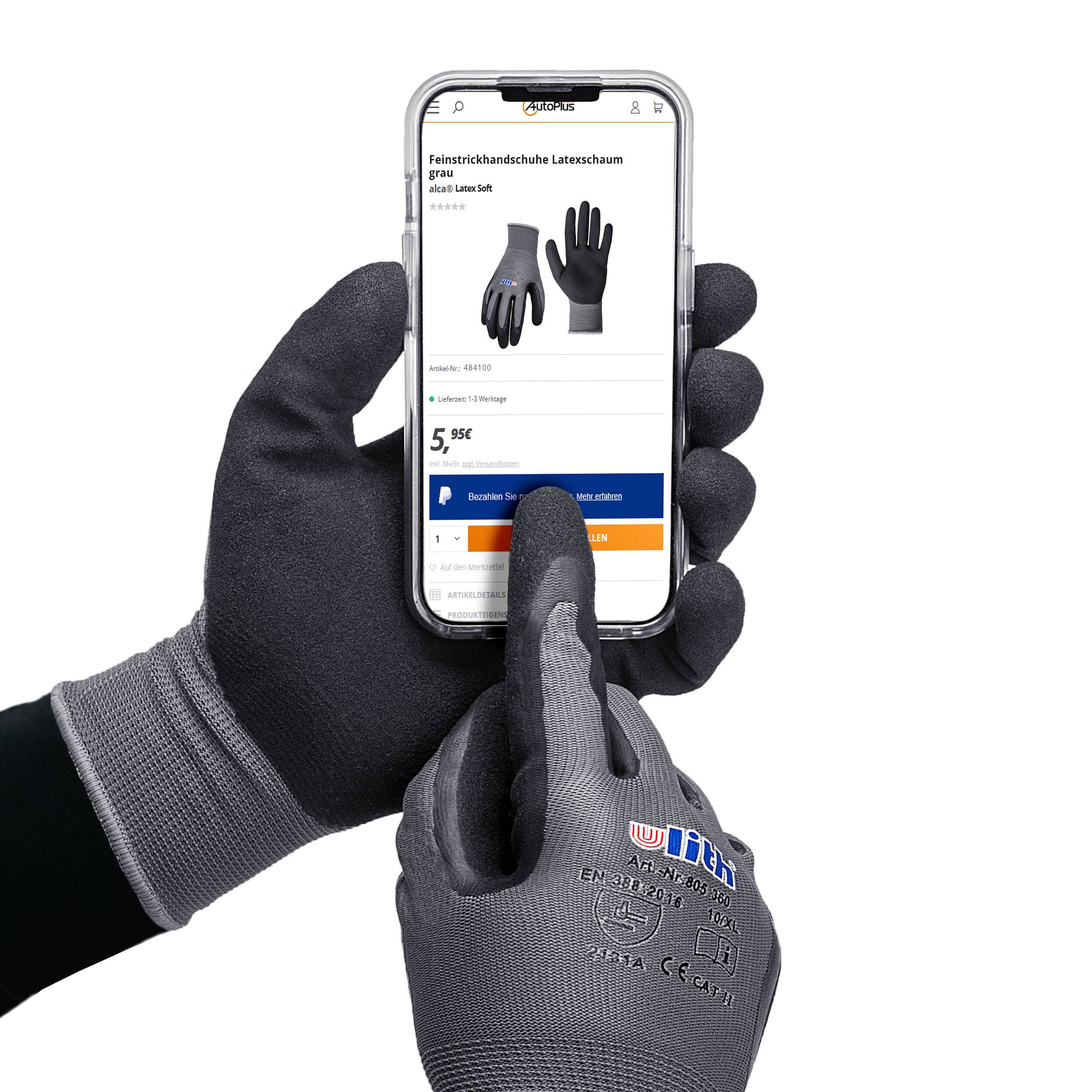 1 Paar Latexhandschuh Arbeitshandschuhe Latex 10 (XL) grau schwarz atmungsaktiv rutschfest wasserbeständig