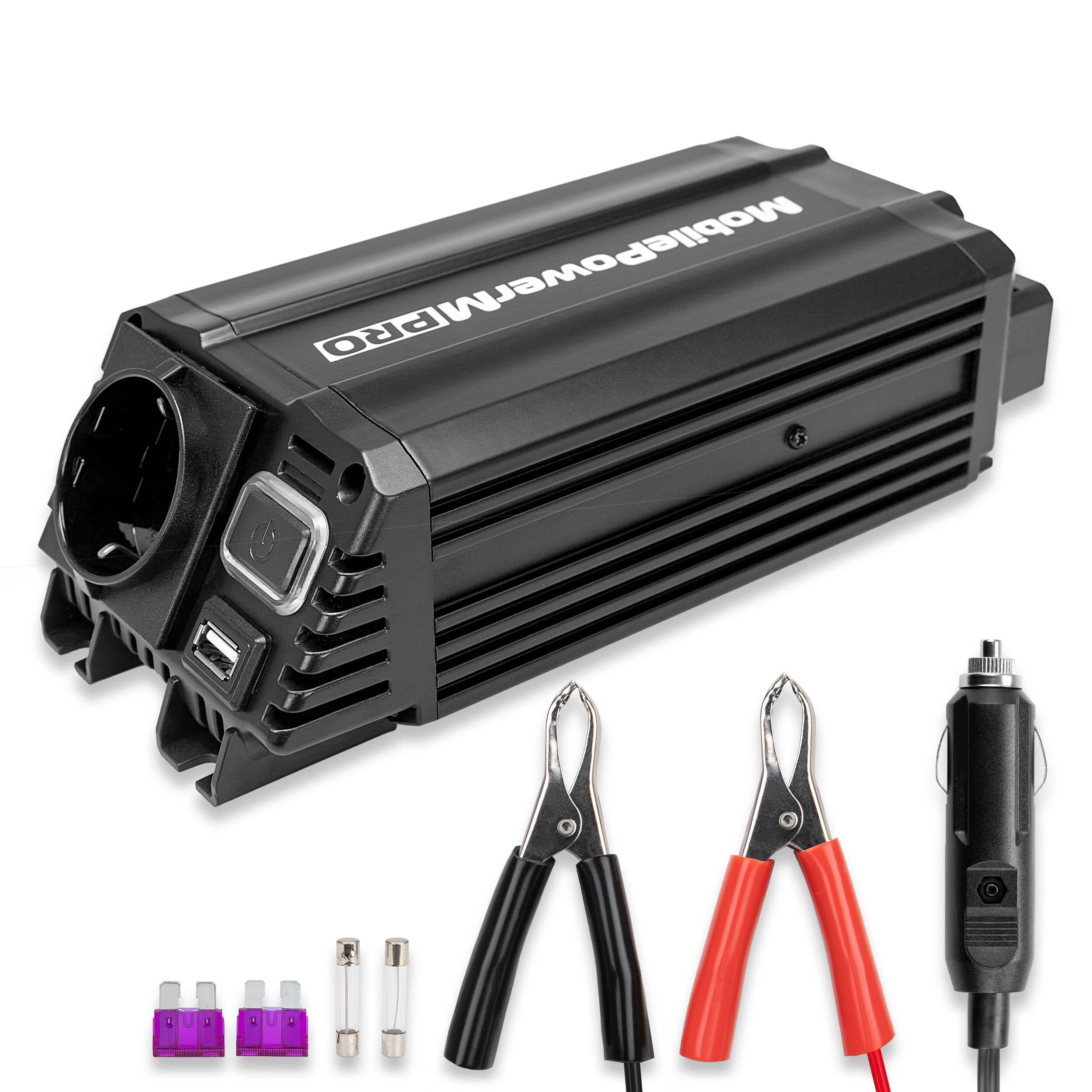 HEYNER® Wechselrichter Zigarettenanzünder 12V/230V 300W/600W Dauer/Peak Spannungswandler für Auto & Pkw, 12V zu 230V,