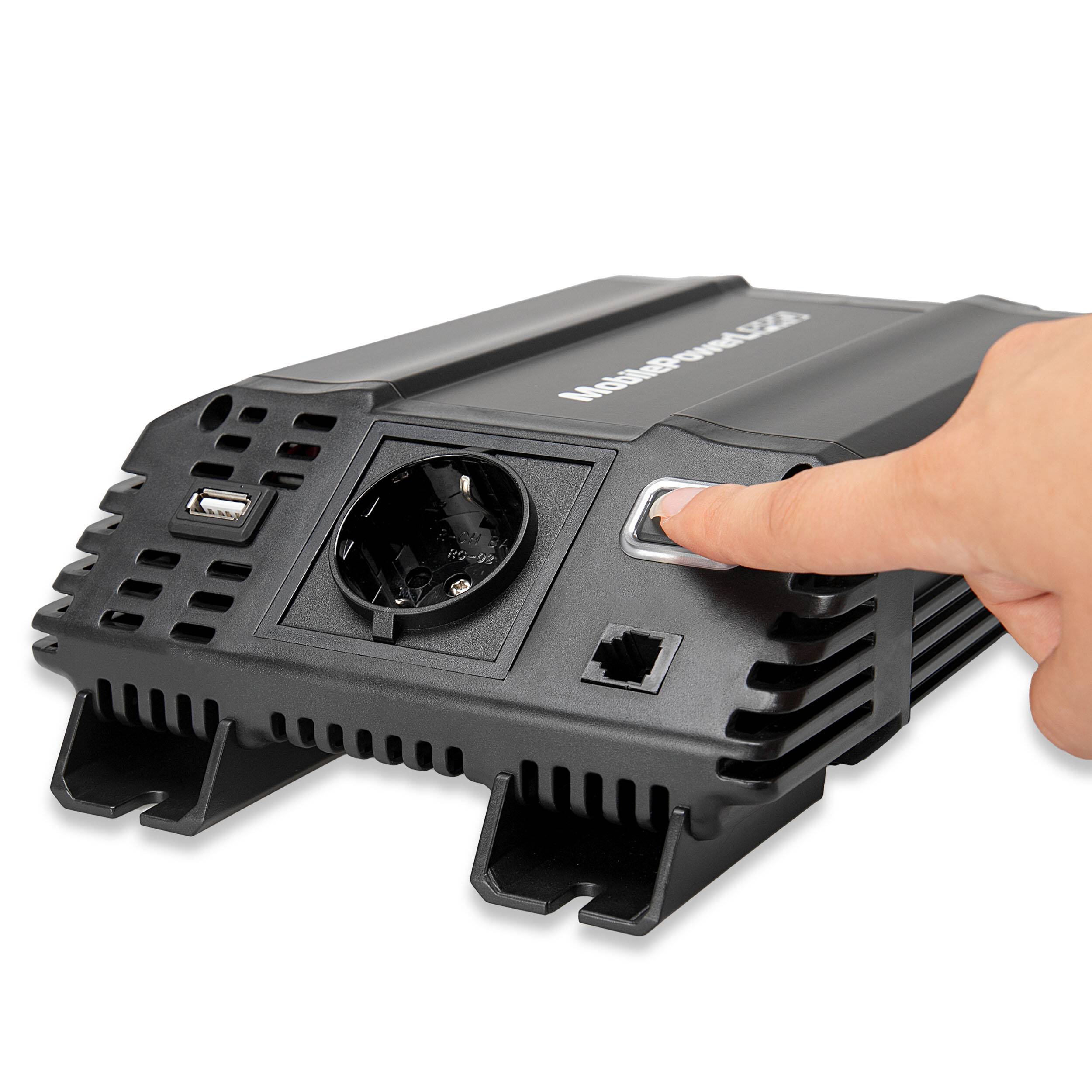 HEYNER® Wechselrichter Zigarettenanzünder 12V/230V 600W/1200W Dauer/Peak Spannungswandler für Auto & Pkw, 12V zu 230V,
