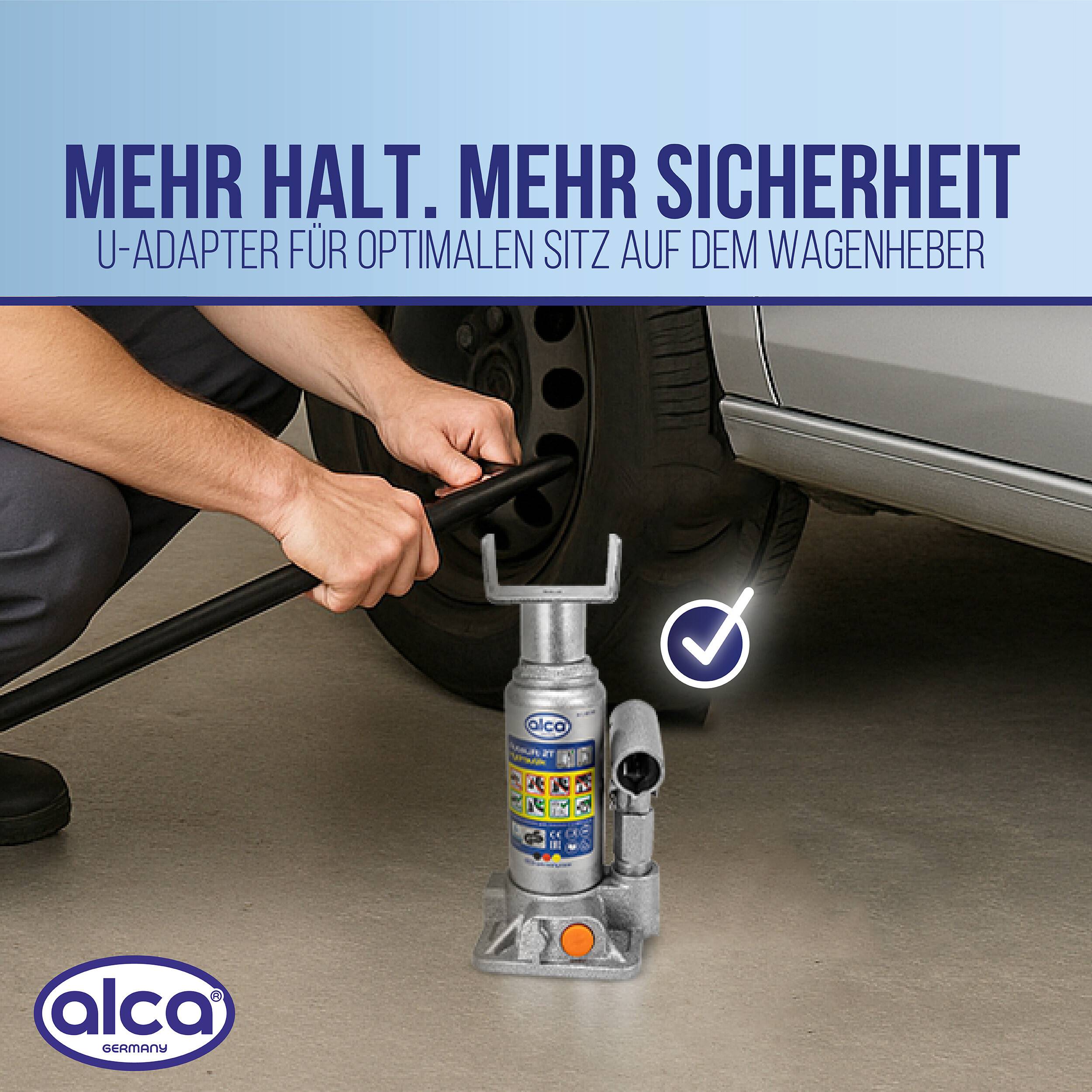 alca® U-Adapter für Stempelwagenheber – U-Form Zubehör für Caravan, Wohnwagen & Anhänger – Auflagefläche 45×53 mm – Ø