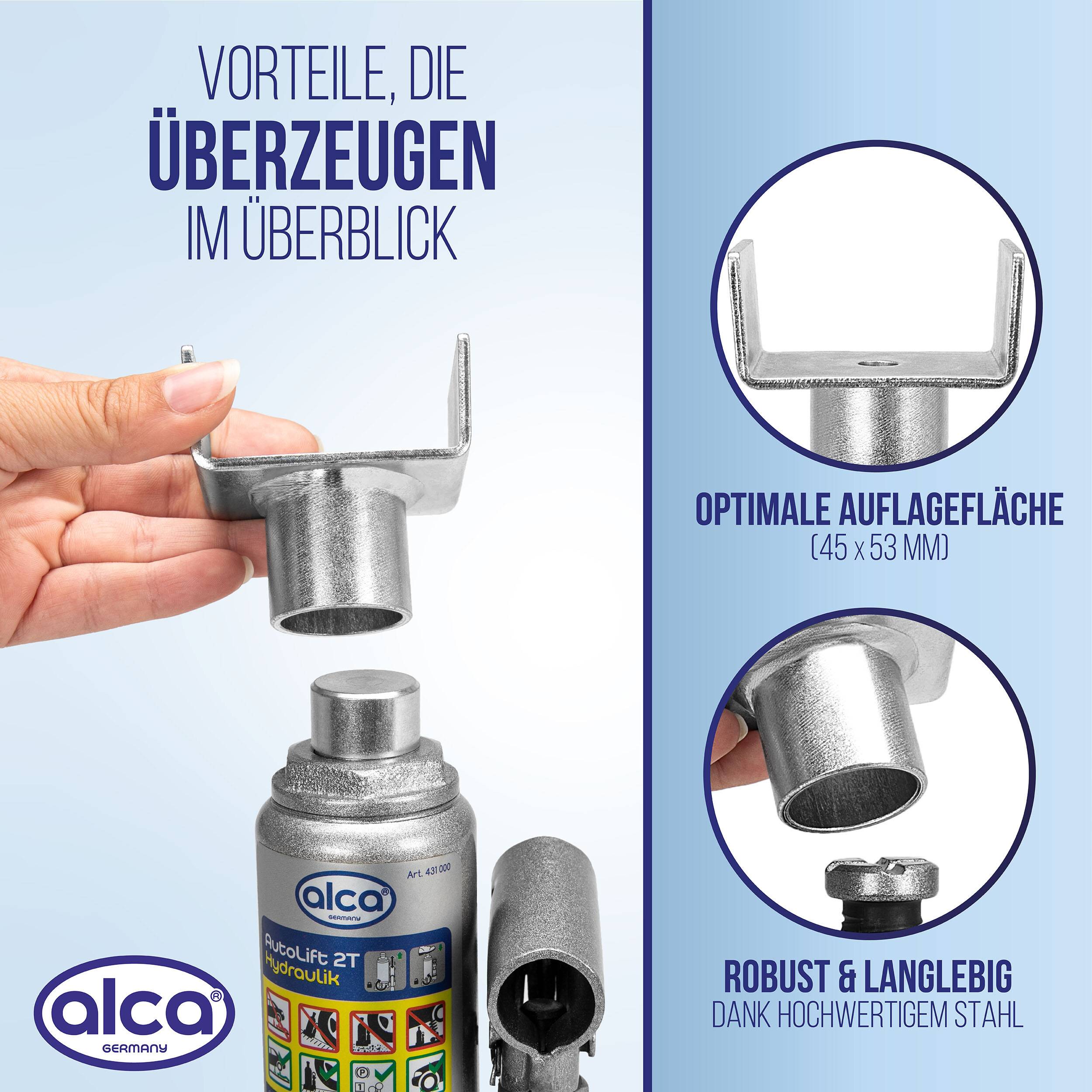 alca® U-Adapter für Stempelwagenheber – U-Form Zubehör für Caravan, Wohnwagen & Anhänger – Auflagefläche 45×53 mm – Ø