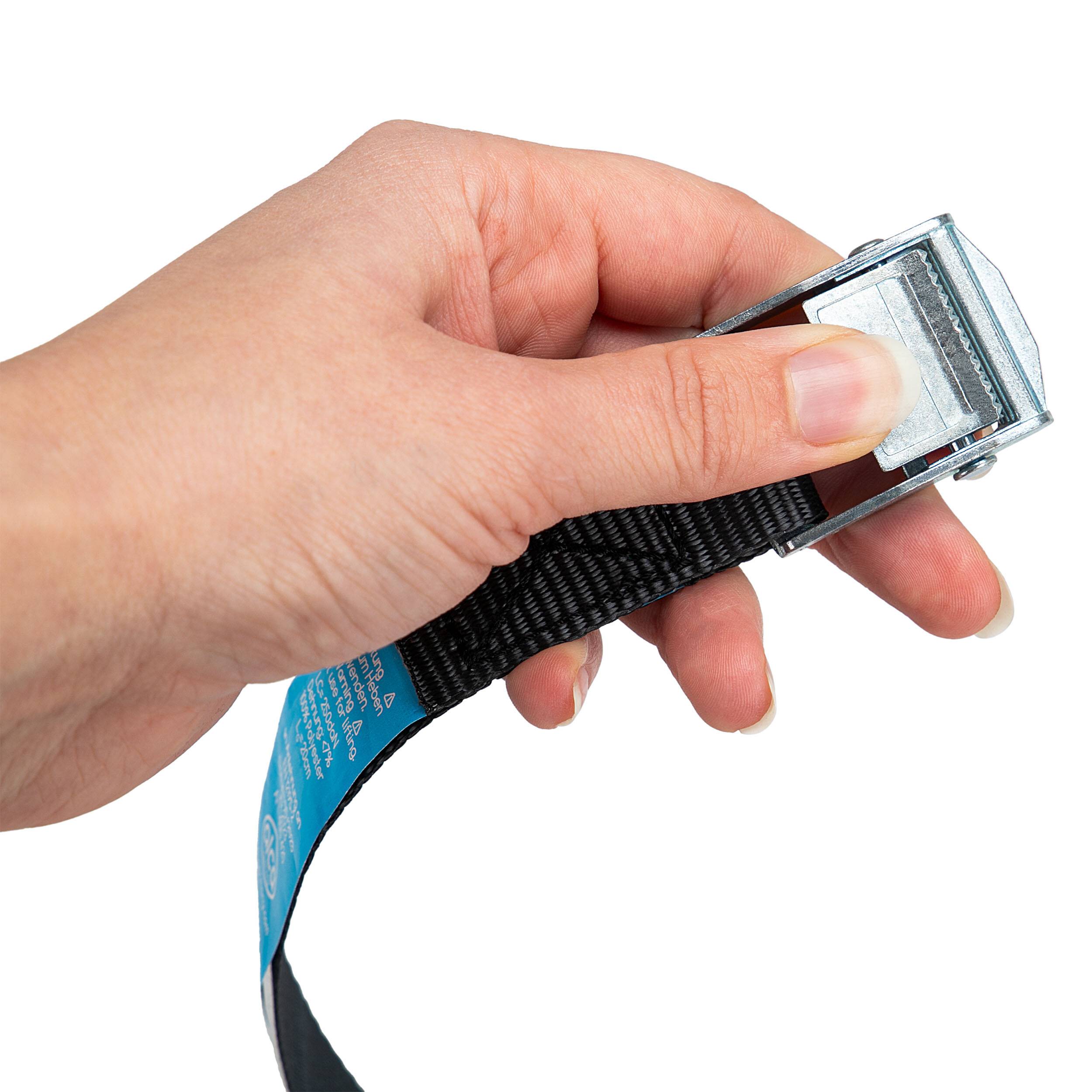 alca® Spanngurt Mini mit Klemmschloss 4 Stück, Länge 20cm, robuste Zurrgurte 25mm breit, mit Schnellverschluss, schwarz,