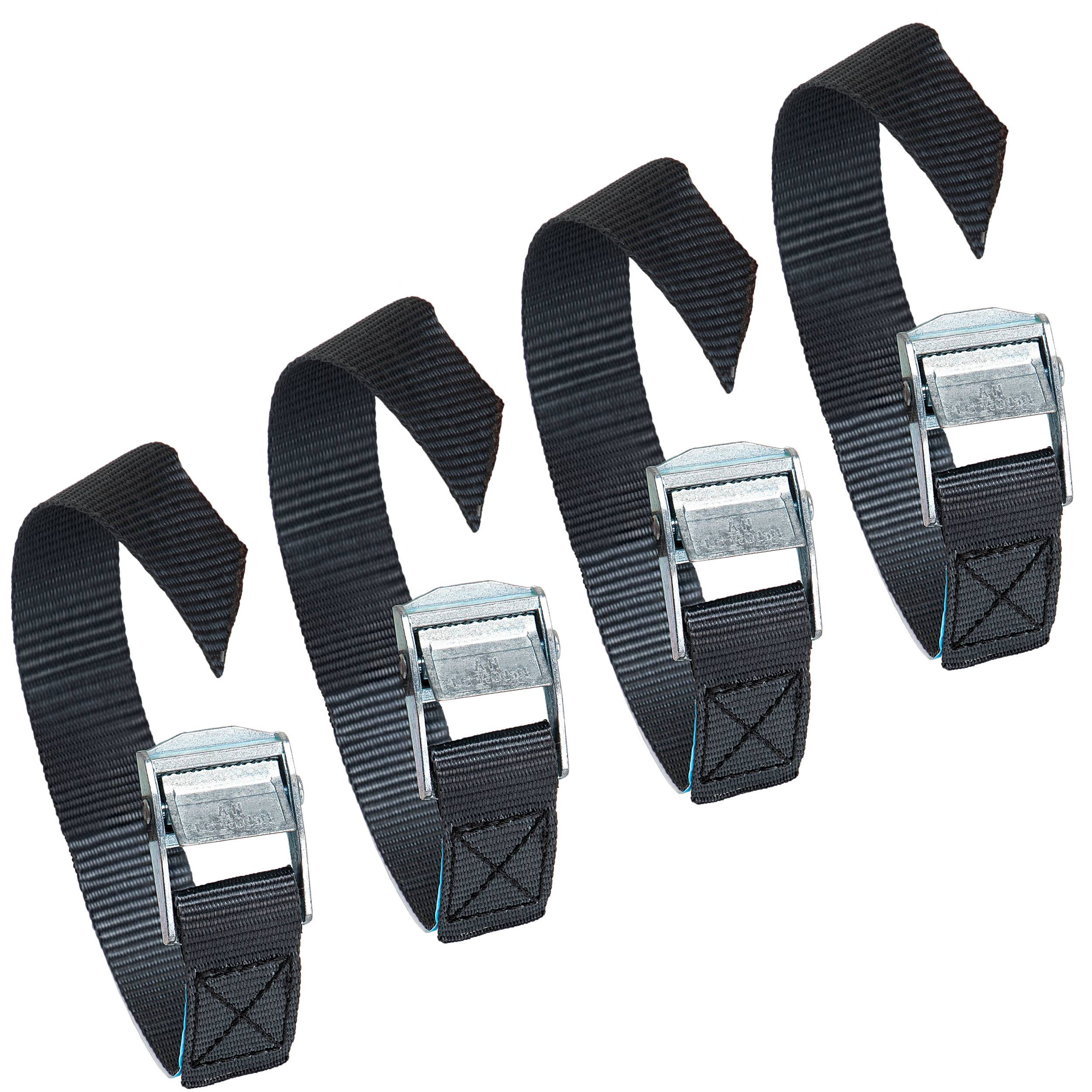 alca® Spanngurte Mini mit Klemmschloss, 4 Stk. 60cm lang, 250 daN, 25mm Transportgurte mit Schnellverschluss in
