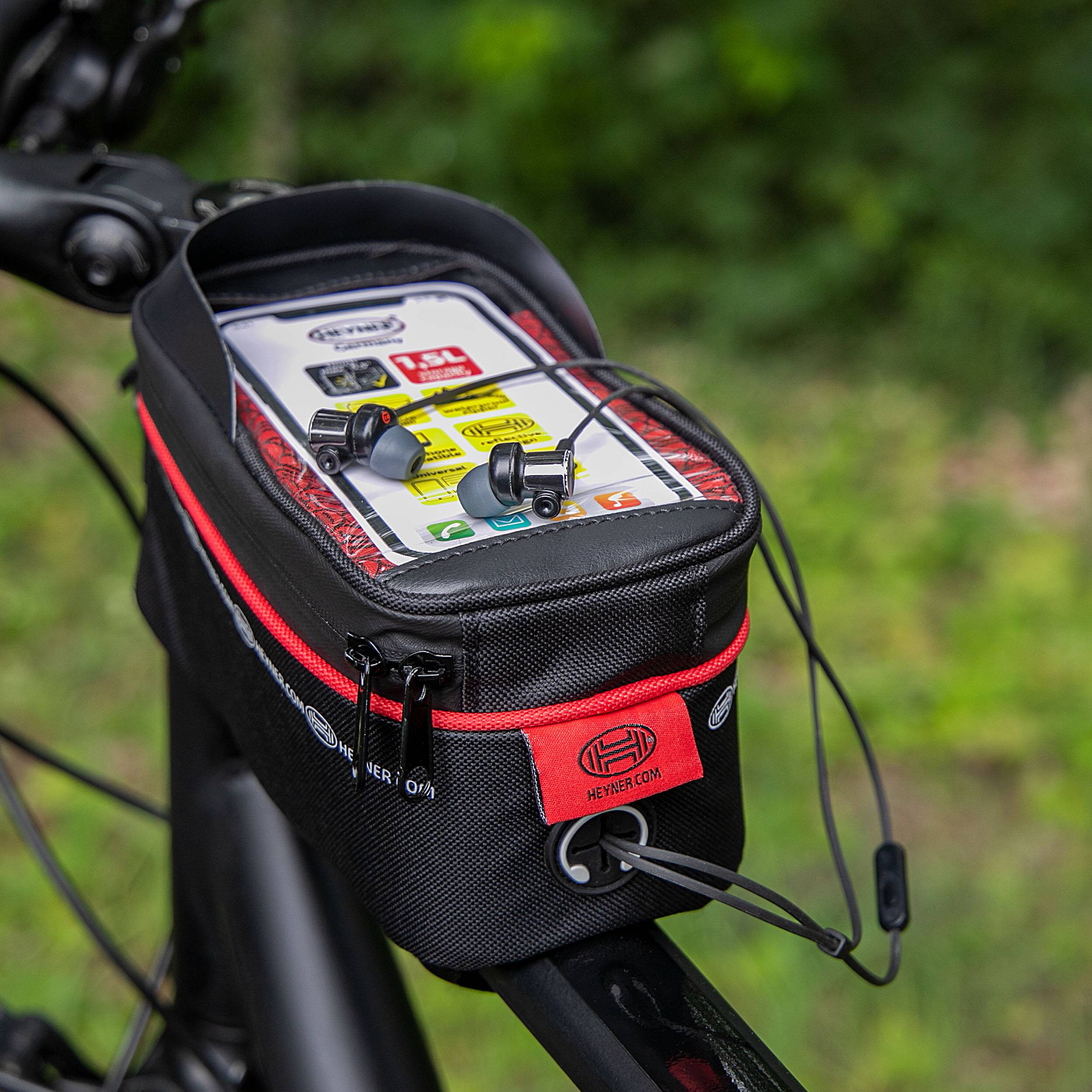 HEYNER® Rahmentasche wasserdicht mit Handyhalterung 6,5 Zoll für Fahrrad transparente Schutzfolie für Smartphones,