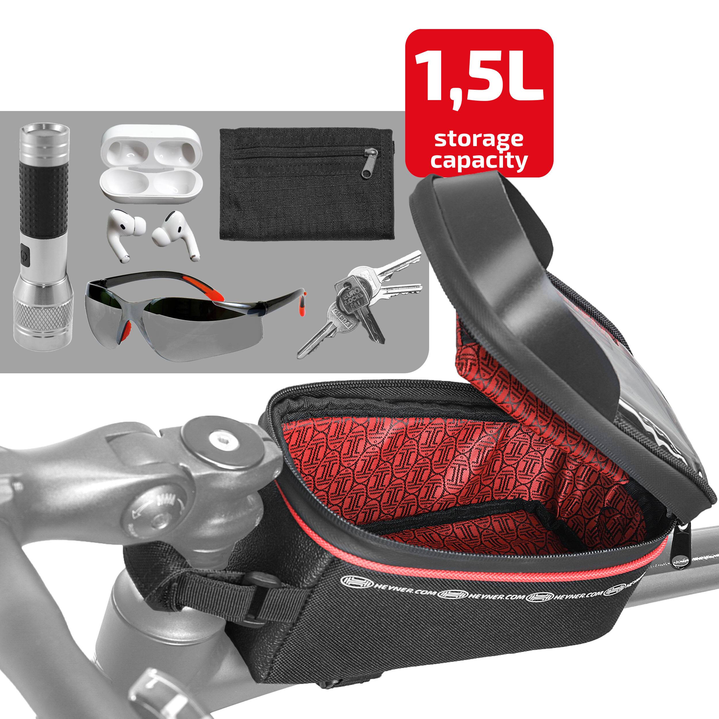 HEYNER® Fahrrad Rahmentasche wasserdichte Fahrradtasche Lenkertasche für Smartphone bis 6,5 Zoll