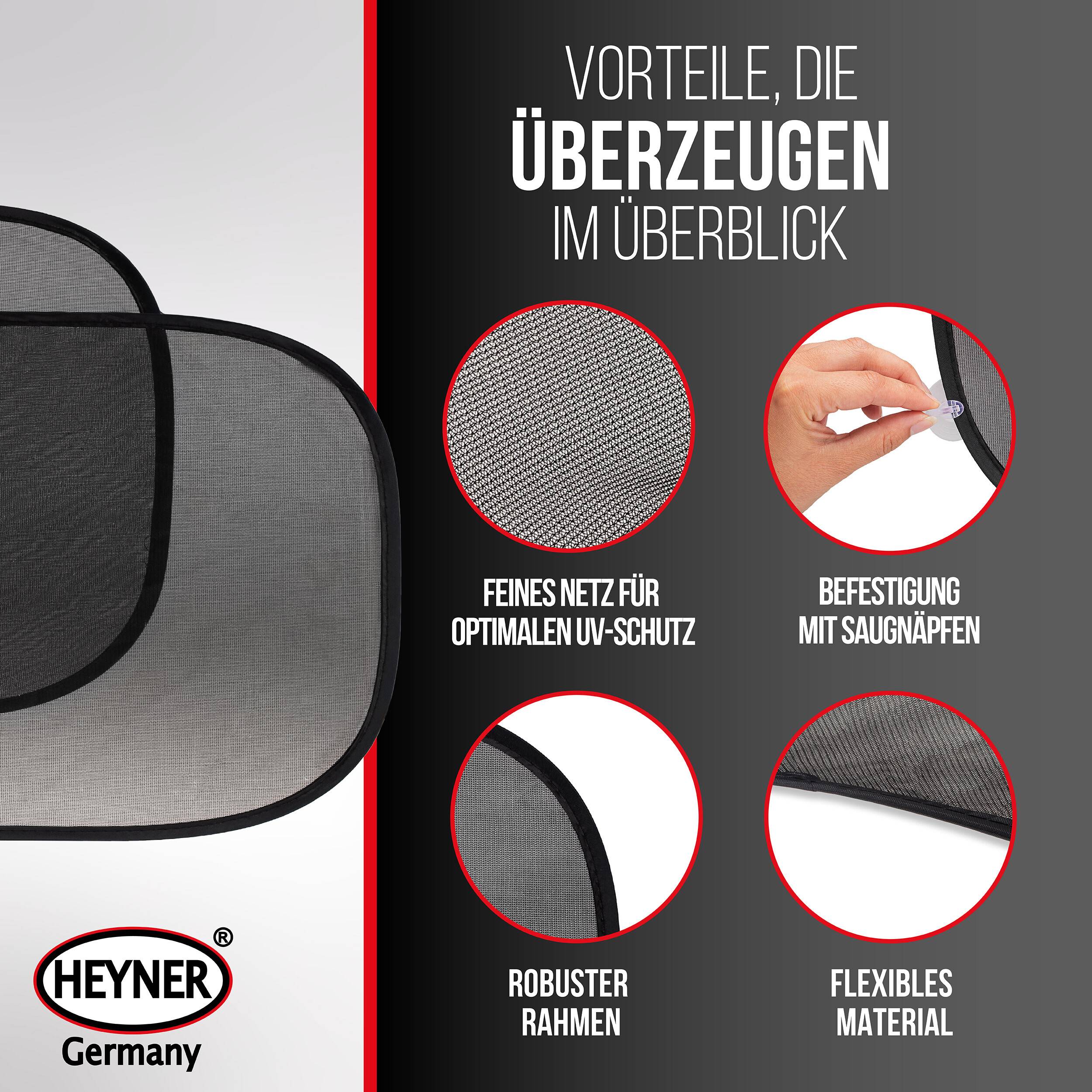 HEYNER® Auto Sonnenschutz mit Saugnäpfen UV Wärme Schutz für Kinder Baby