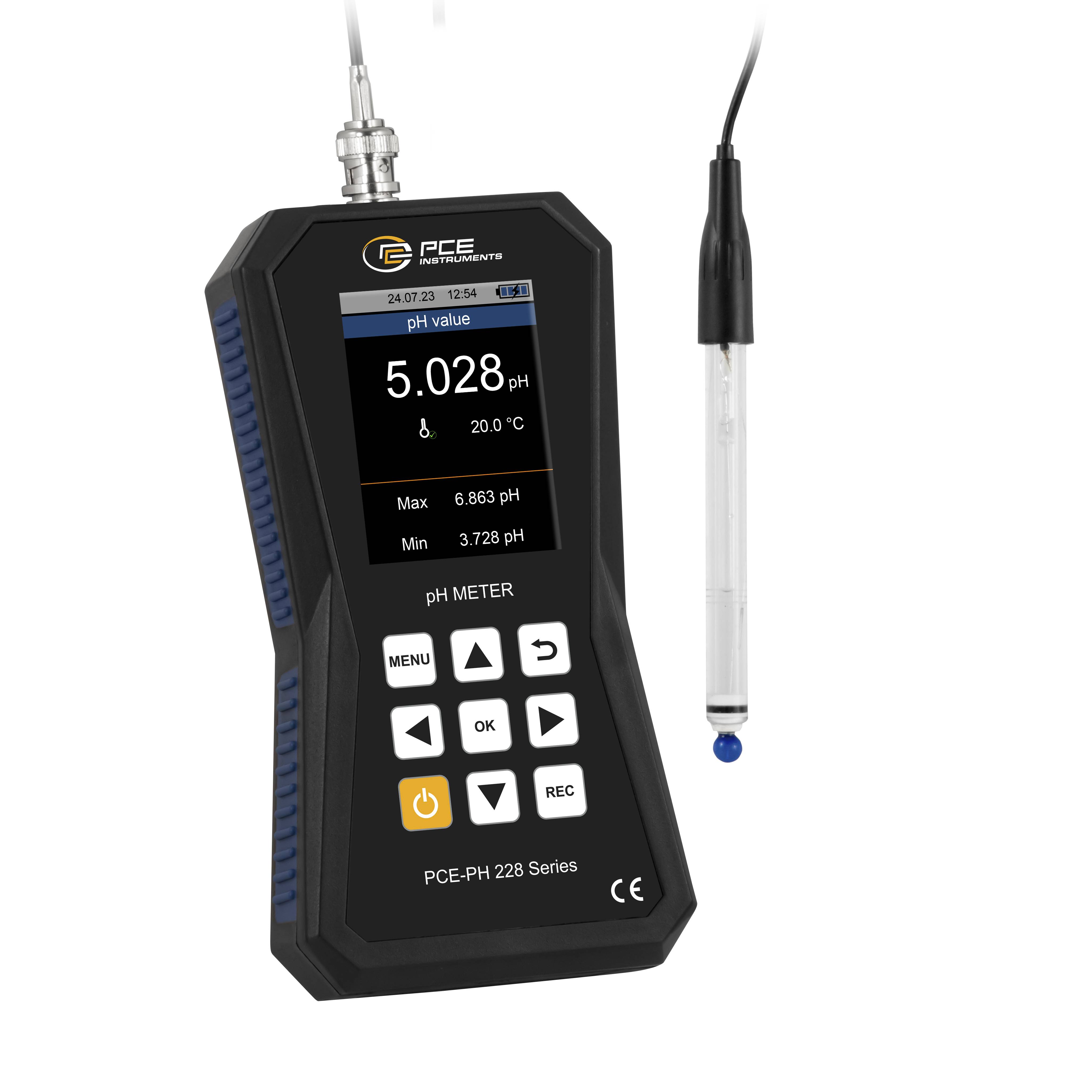 PCE Instruments Hochpräzises pH-Messgerät PCE-PH 228HTE bis 20 pH| Genauigkeit ±0,002 pH + 2 Digit |GLP Datenverwaltung