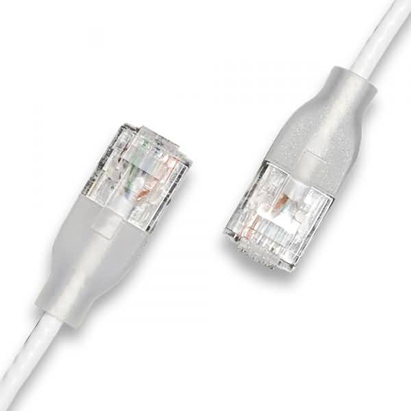 wantecWire eGlow Slim UTP Patchkabel CAT6a, weiss, L 5,00 m
