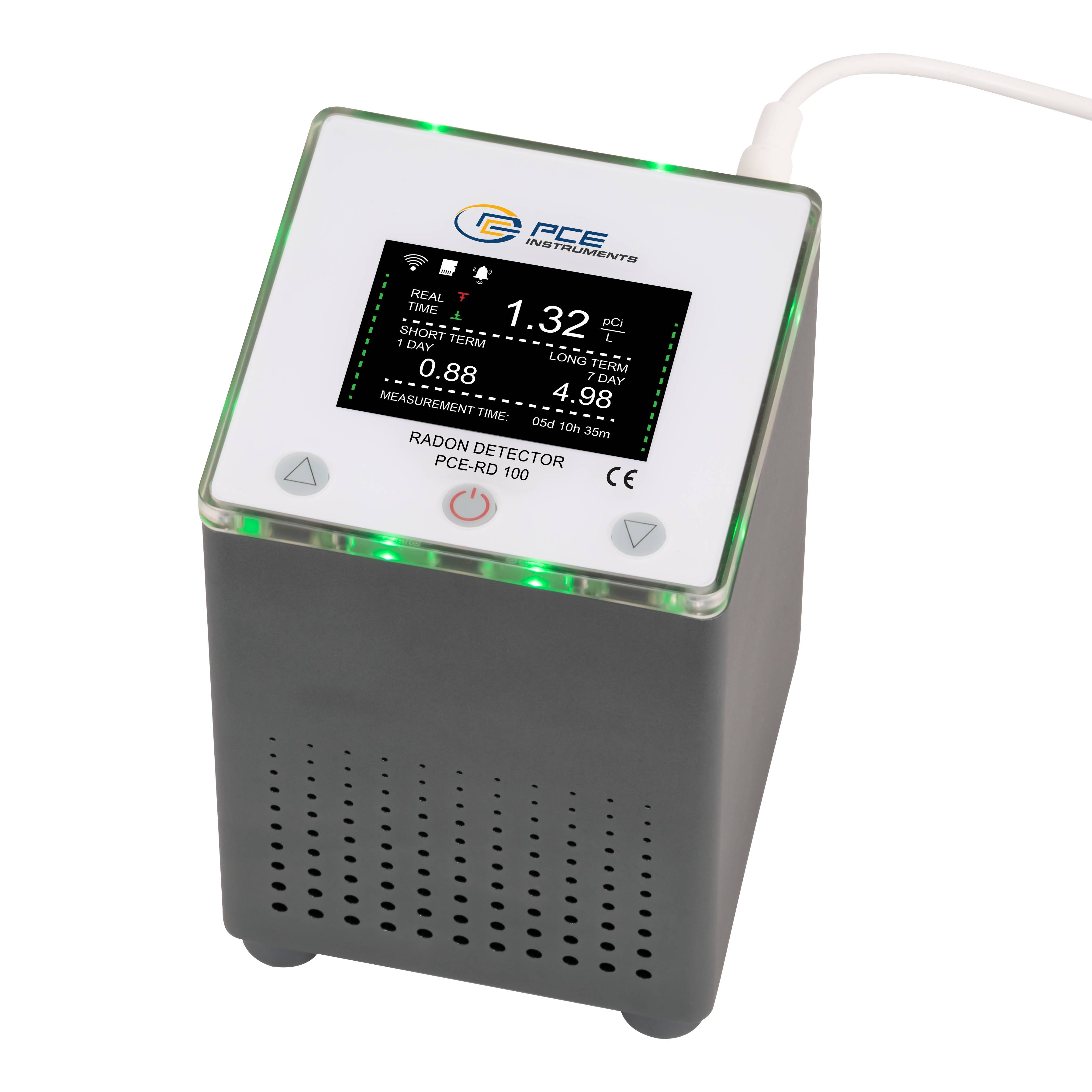 PCE Instruments Strahlenmessgerät PCE-RD 100 Radon Detektor für Innenräume |0,1 ... 99,9 pCi/L |3700 Bq/m³ |App |WiFi