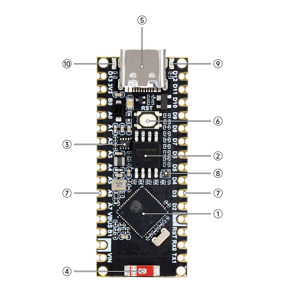 WaveShare ESP32-S3-Nano Development Board Pre-Soldered for Arduino Nano ESP32