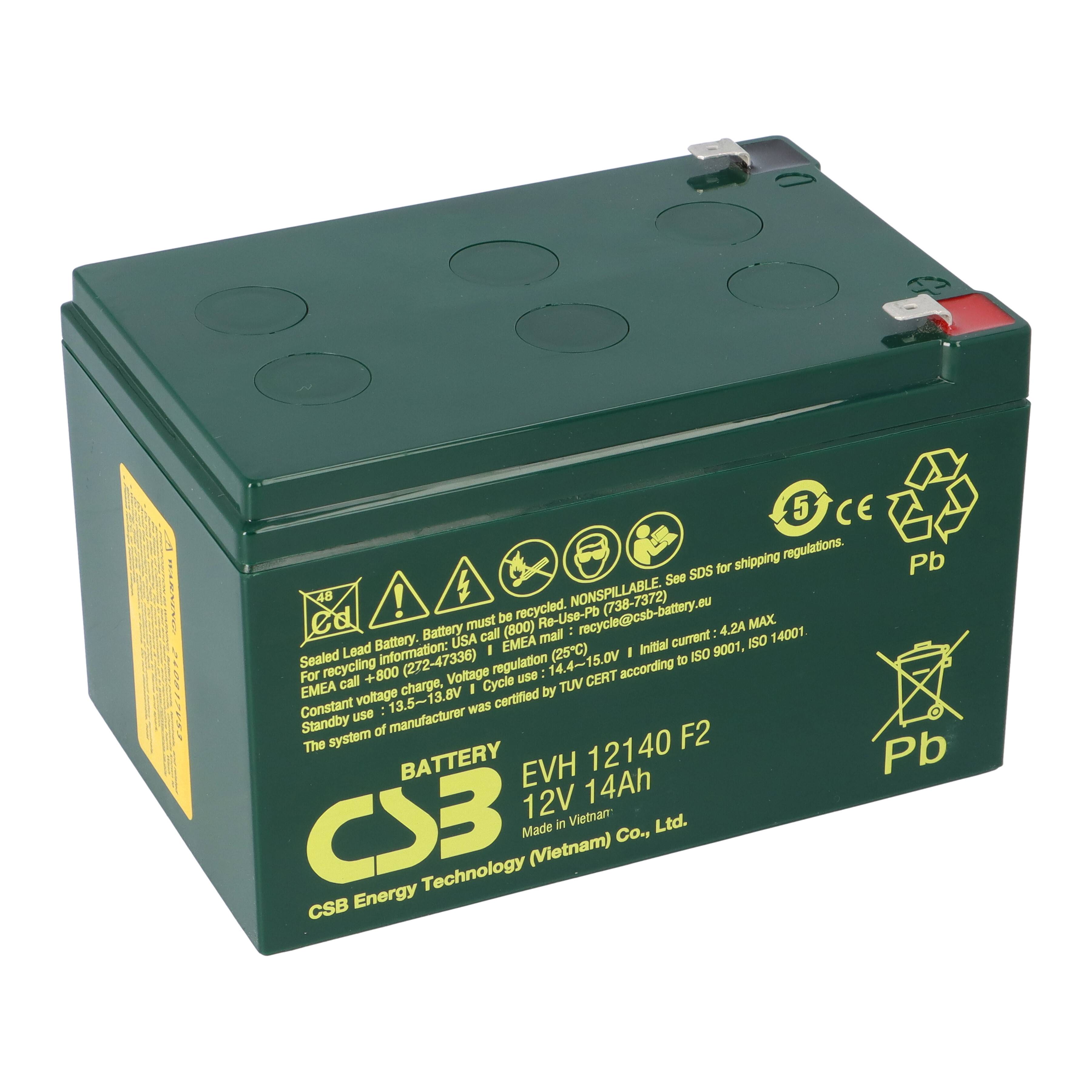 CSB EVH12140F2 Blei Akku 12V 14Ah Zyklenfest Faston F2