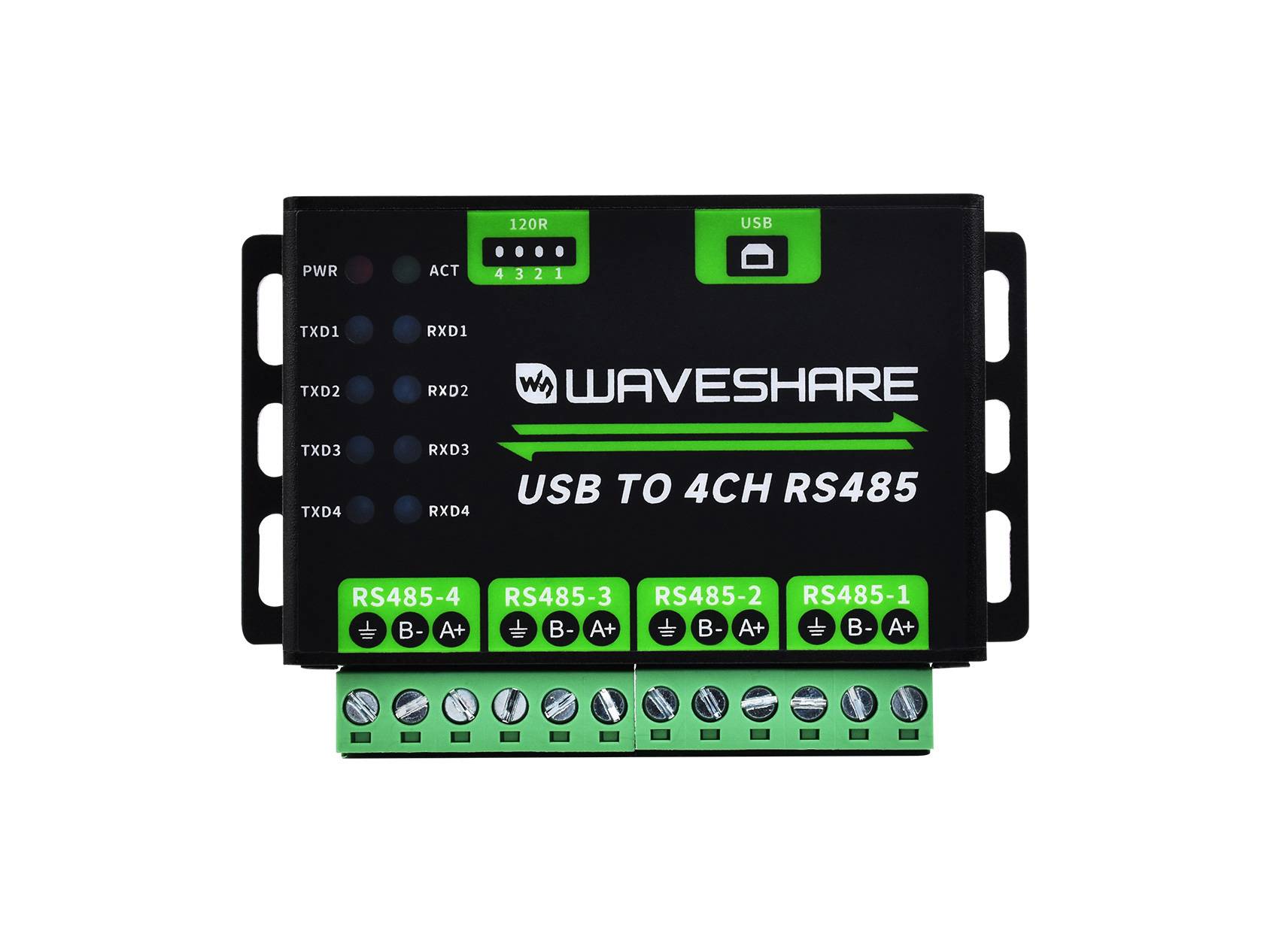 WaveShare Industrial USB to 4CH RS485 Converter Aluminium Alloy Case