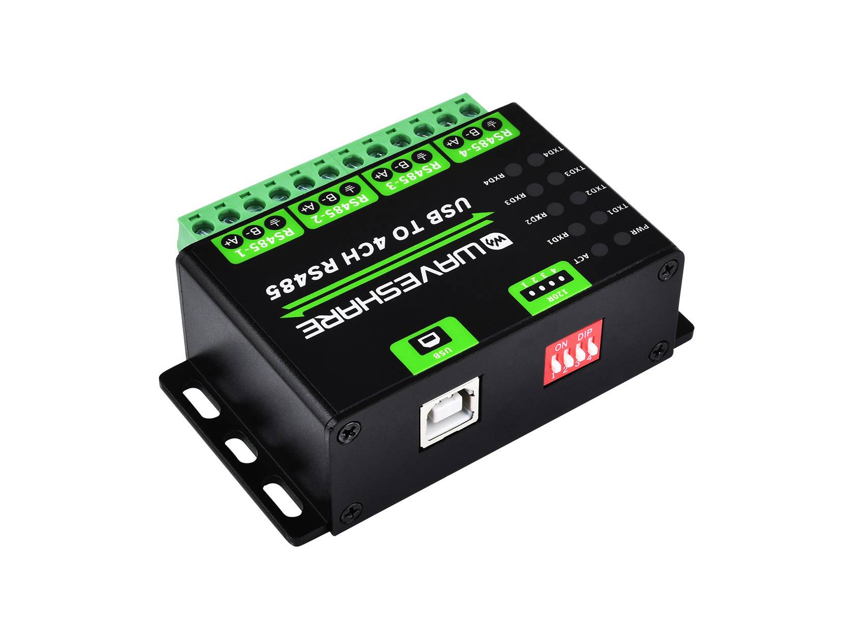 WaveShare Industrial USB to 4CH RS485 Converter Aluminium Alloy Case