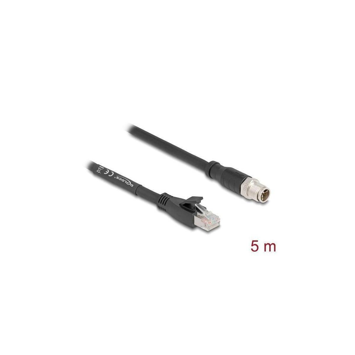 80585 - M12 Kabel X-kodiert 8 Pin Stecker zu RJ45 Stecker Cat.5e SFTP 5m