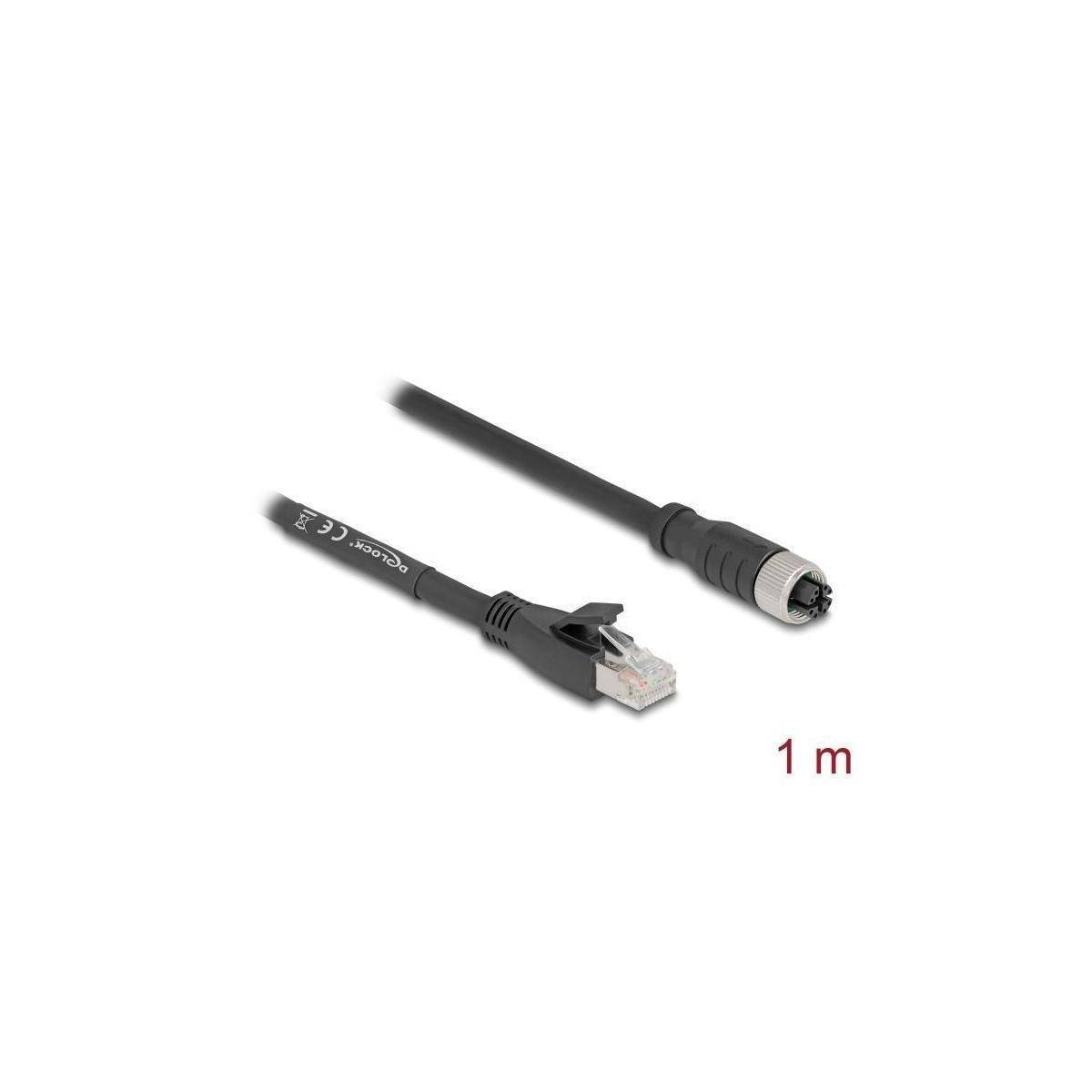 80589 - M12 Kabel X-kodiert 8 Pin Buchse zu RJ45 Stecker Cat.5e SFTP flexibel 1 m