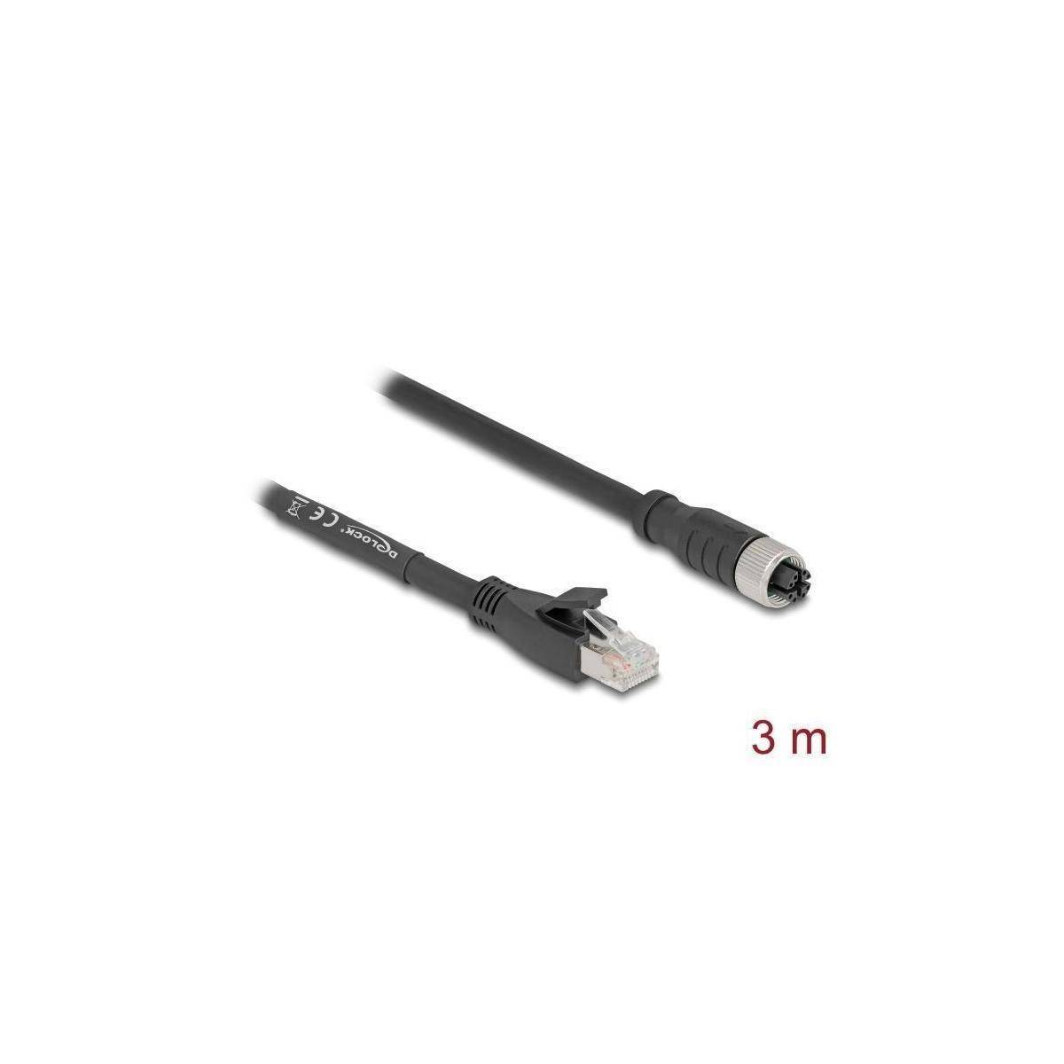 80591 - M12 Kabel X-kodiert 8 Pin Buchse zu RJ45 Stecker Cat.5e SFTP flexibel 3 m