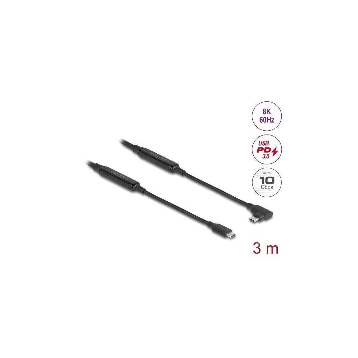 81195 - Aktives USB 10 Gbps Kabel USB Type-C™ Stecker zu Stecker gewinkelt links / rechts 3 m