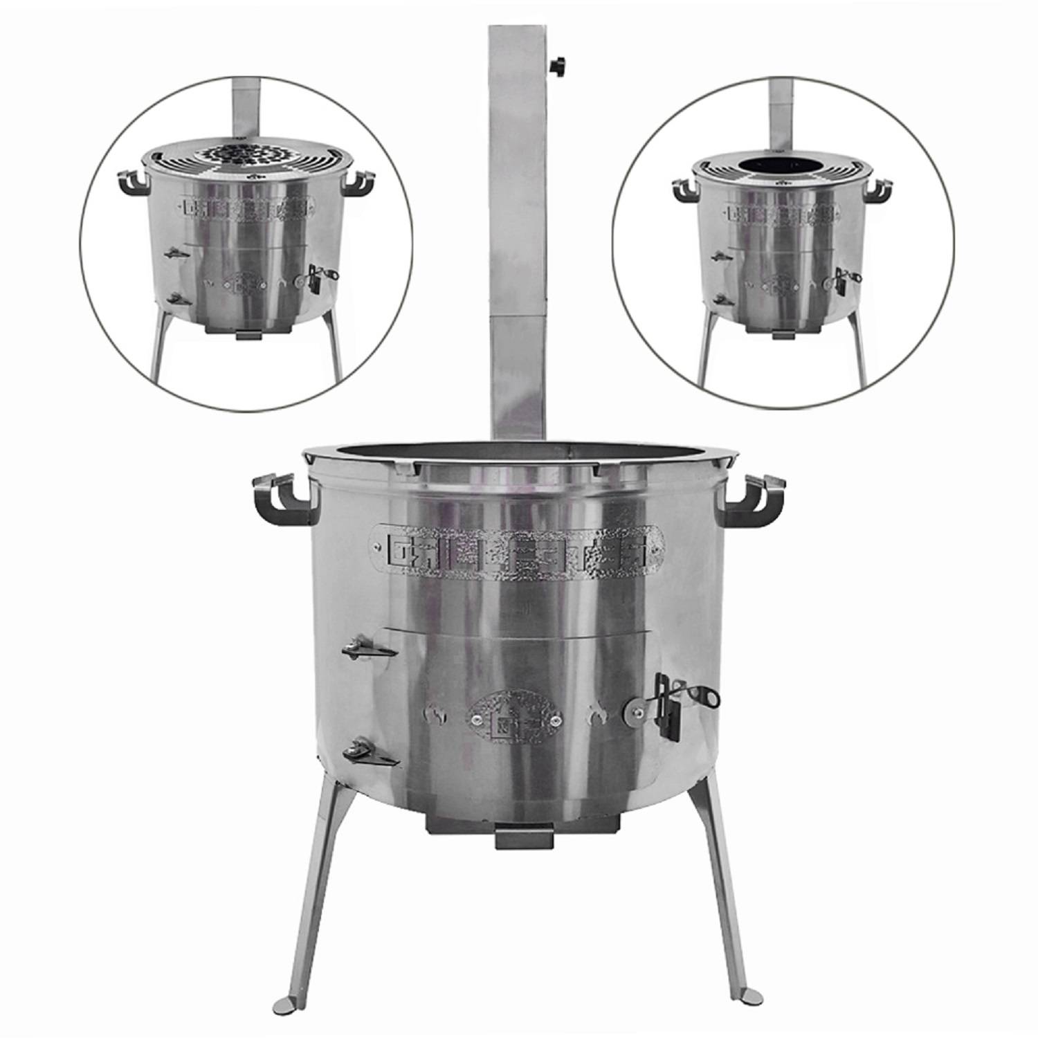 Utschak Set Timur Edelstahl 2 mm für Kazan 10-16L mit Grillplatte und Grillrost