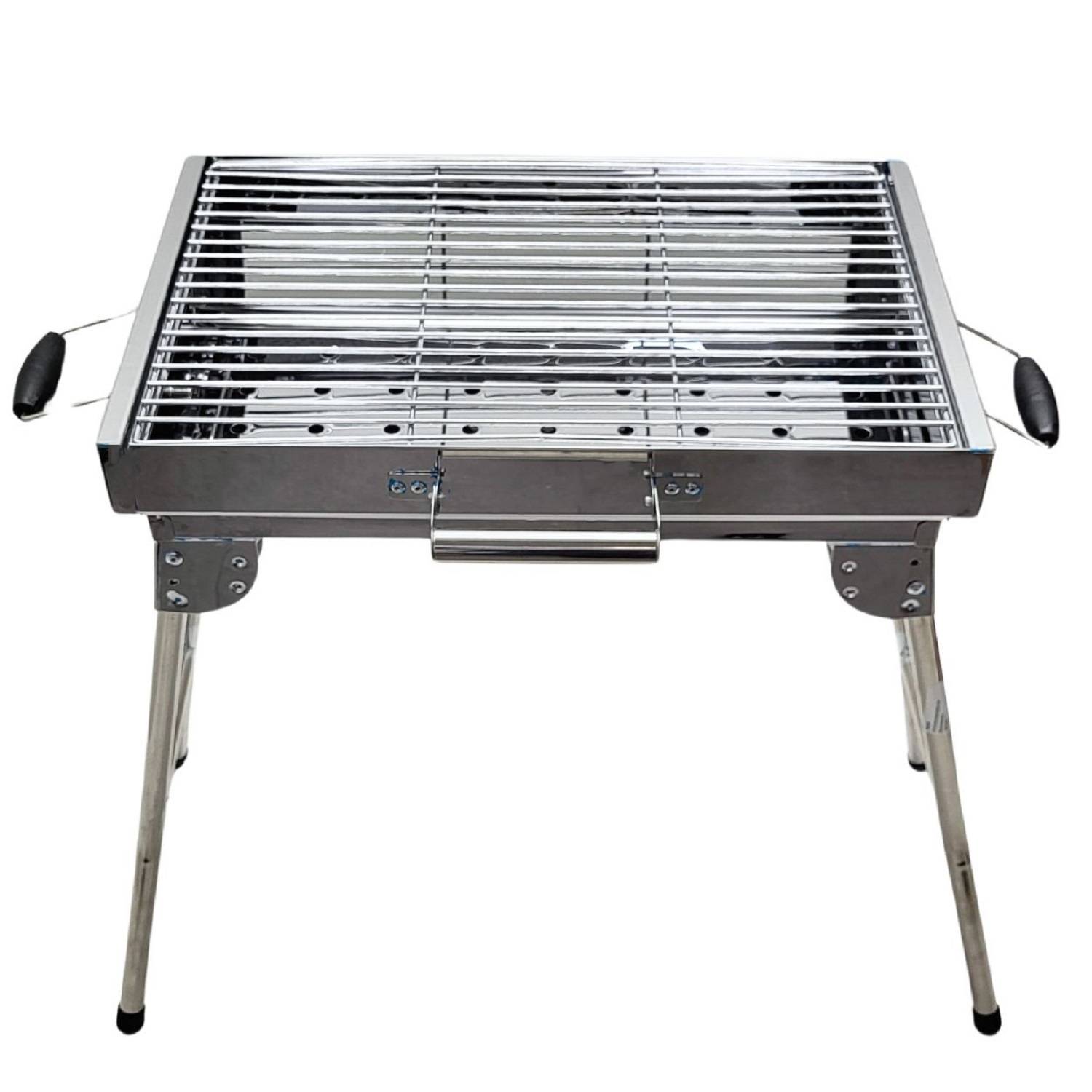 Mangal Iskander Edelstahl rostfrei Schaschlik Grill mit Grillrost Fächer Bürste