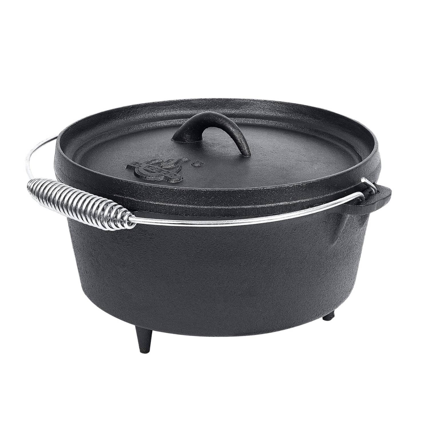 El Fuego Dutch Oven Schwarz Kasan Gusseisen mit Deckelheber 11,28 Liter AY464