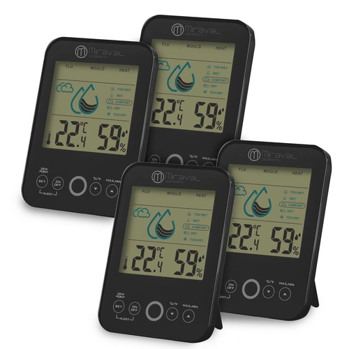 Miraval Raumklimastation Schimmelwarner 5 Stufen Lüftungsempfehlung Hygrometer Temperaturstation Miraval Raumklimastation Schimmelwarner 5 Stufen Lüftungsempfehlung Hygrometer Temperaturstation