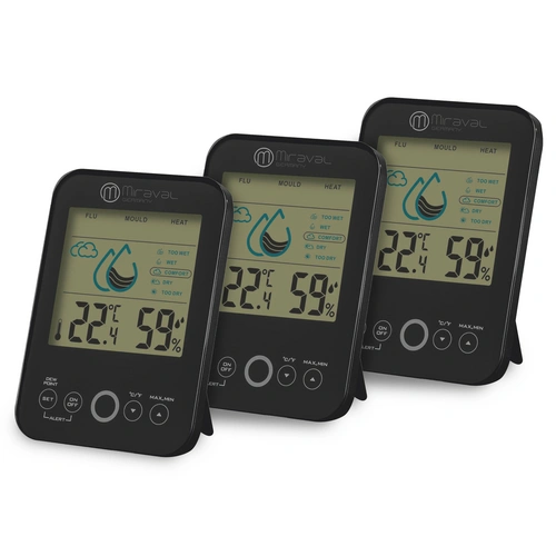 Miraval Raumklimastation Schimmelwarner 5 Stufen Lüftungsempfehlung Hygrometer Temperaturstation Miraval Raumklimastation Schimmelwarner 5 Stufen Lüftungsempfehlung Hygrometer Temperaturstation